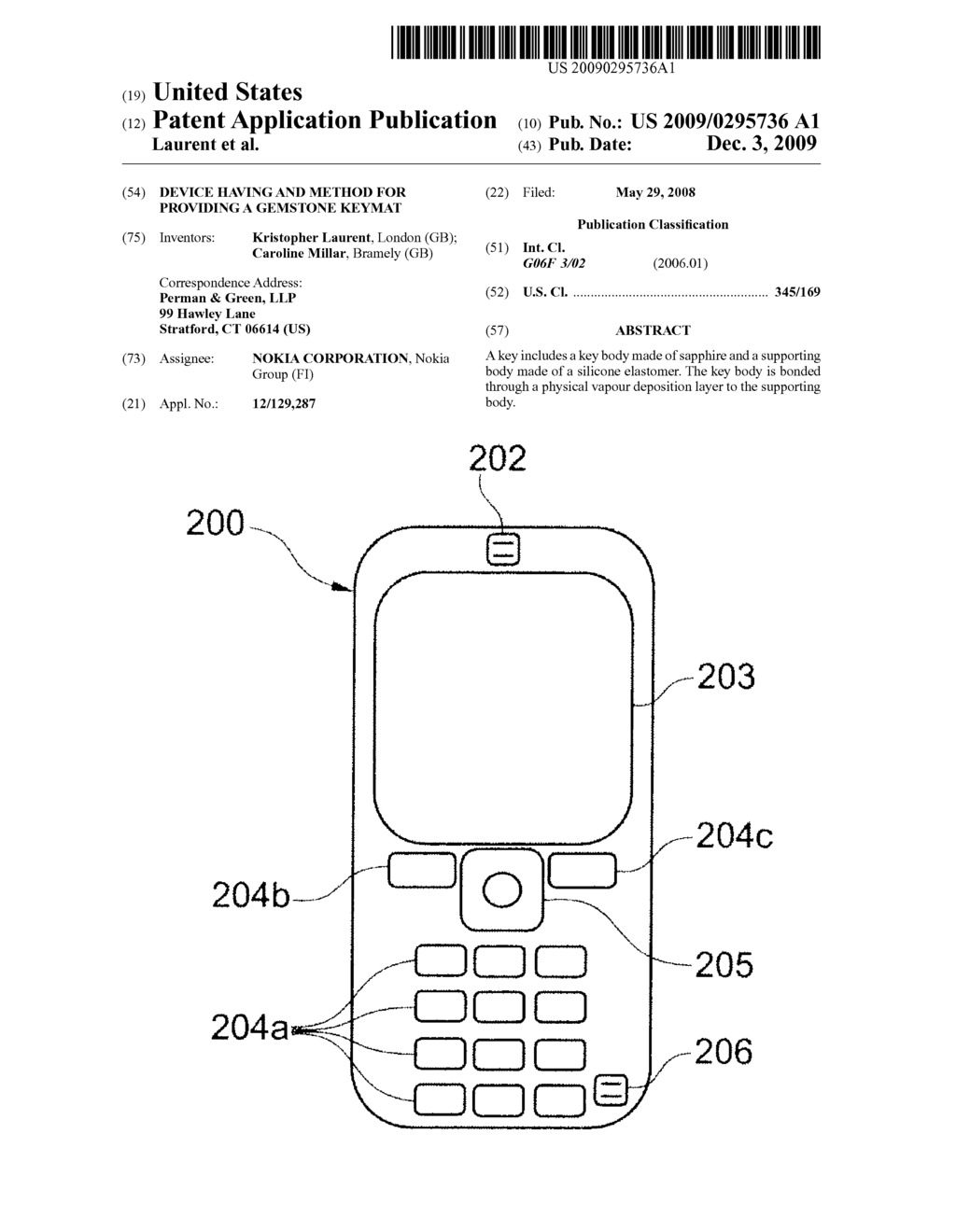 DEVICE HAVING AND METHOD FOR PROVIDING A GEMSTONE KEYMAT - diagram, schematic, and image 01