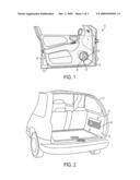 VEHICLE AUDIO SYSTEM HAVING PORTABLE POWERED SPEAKER FOR CONNECTING A PORTABLE ENTERTAINMENT DEVICE diagram and image