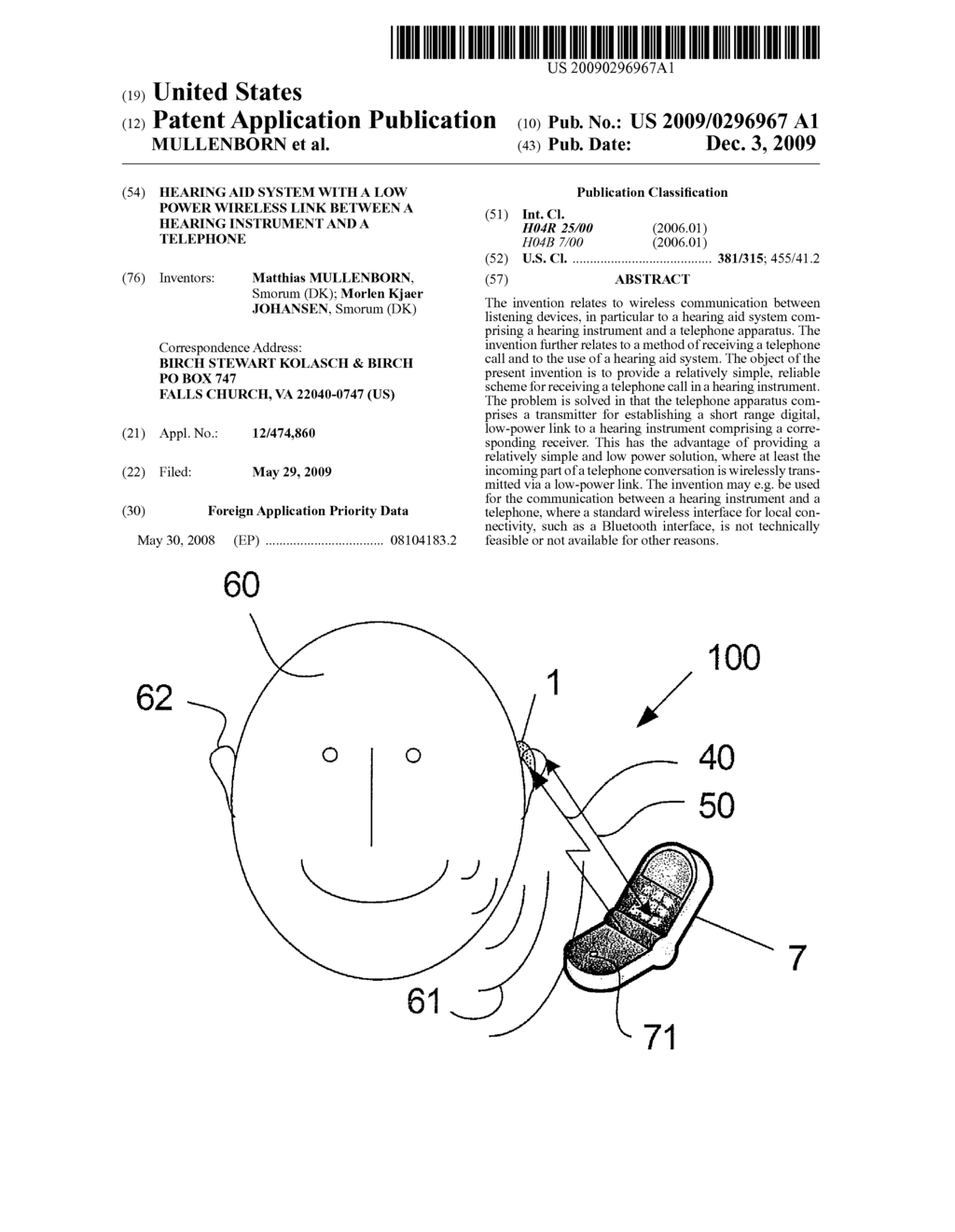 HEARING AID SYSTEM WITH A LOW POWER WIRELESS LINK BETWEEN A HEARING INSTRUMENT AND A TELEPHONE - diagram, schematic, and image 01