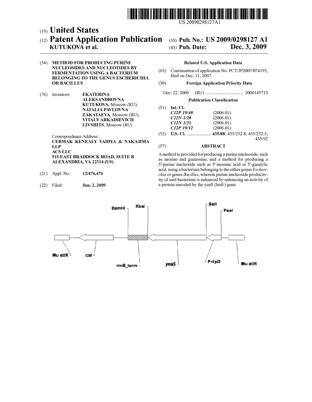 METHOD FOR PRODUCING PURINE NUCLEOSIDES AND NUCLEOTIDES BY FERMENTATION USING A BACTERIUM BELONGING TO THE GENUS ESCHERICHIA OR BACILLUS - diagram, schematic, and image 01