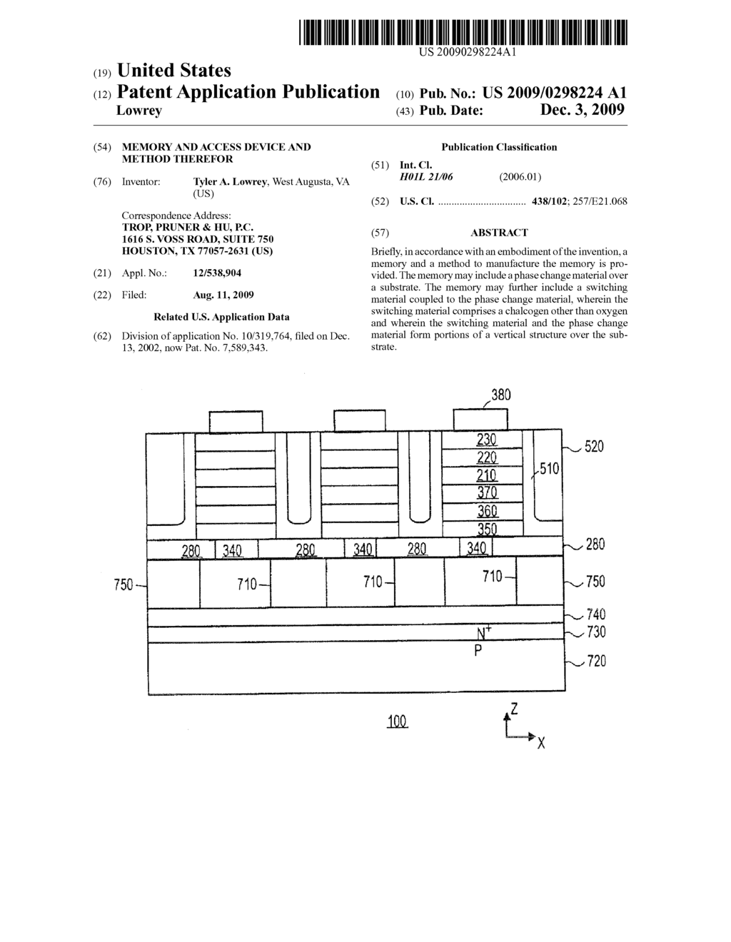 Memory and Access Device and Method Therefor - diagram, schematic, and image 01