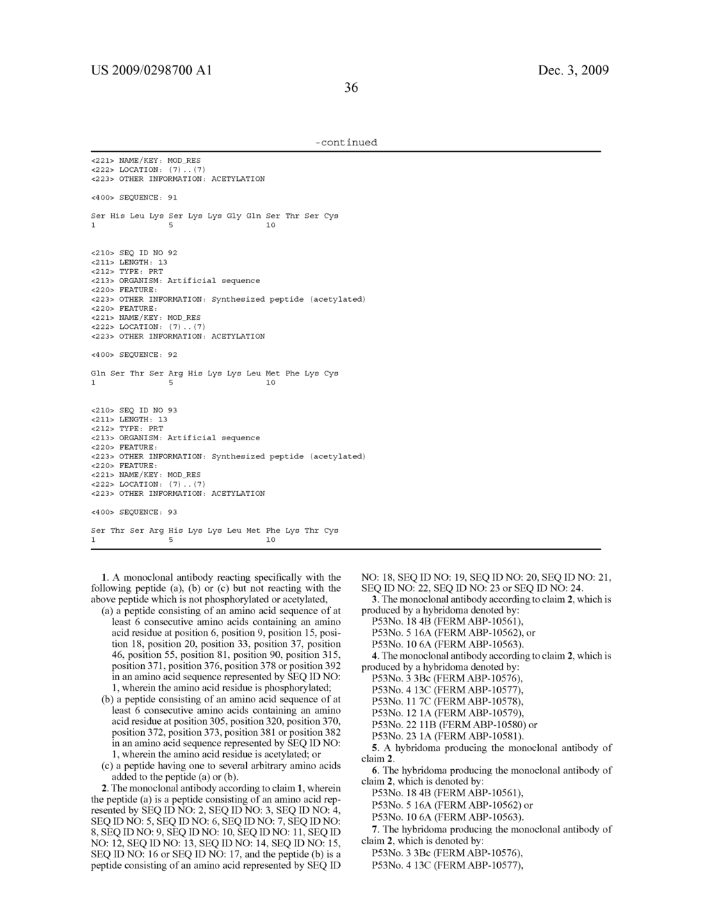 MONOCLONAL ANTIBODY SPECIFICALLY RECOGNIZING MODIFICATION SITE AFTER TRANSLATION OF P53 AND KIT FOR ASSAYING MODIFICATION SITE CONTAINING THE SAME - diagram, schematic, and image 50