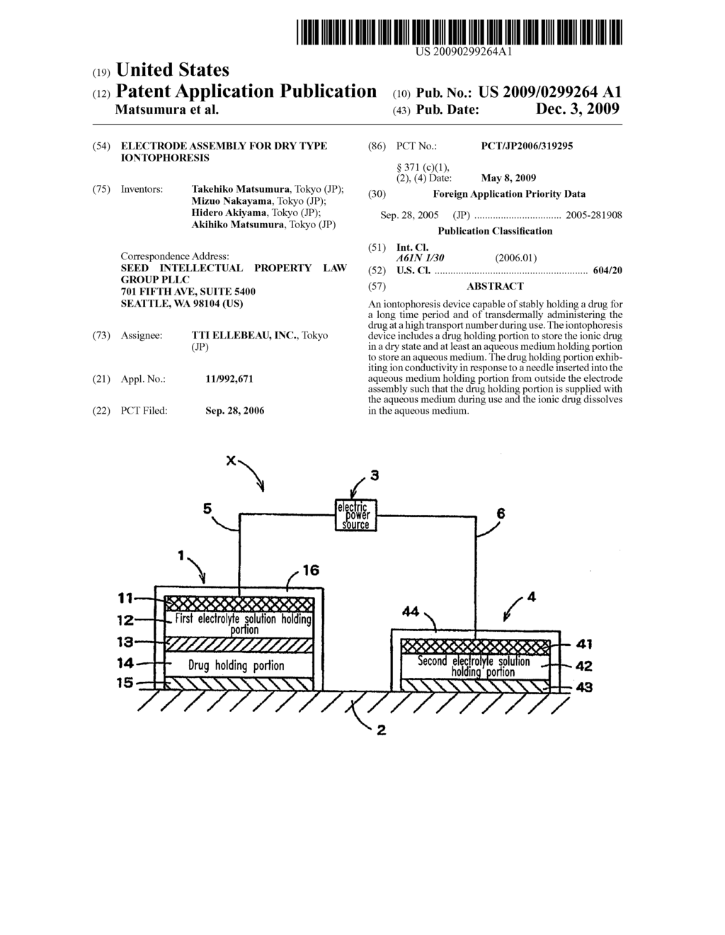 Electrode Assembly for Dry Type Iontophoresis - diagram, schematic, and image 01