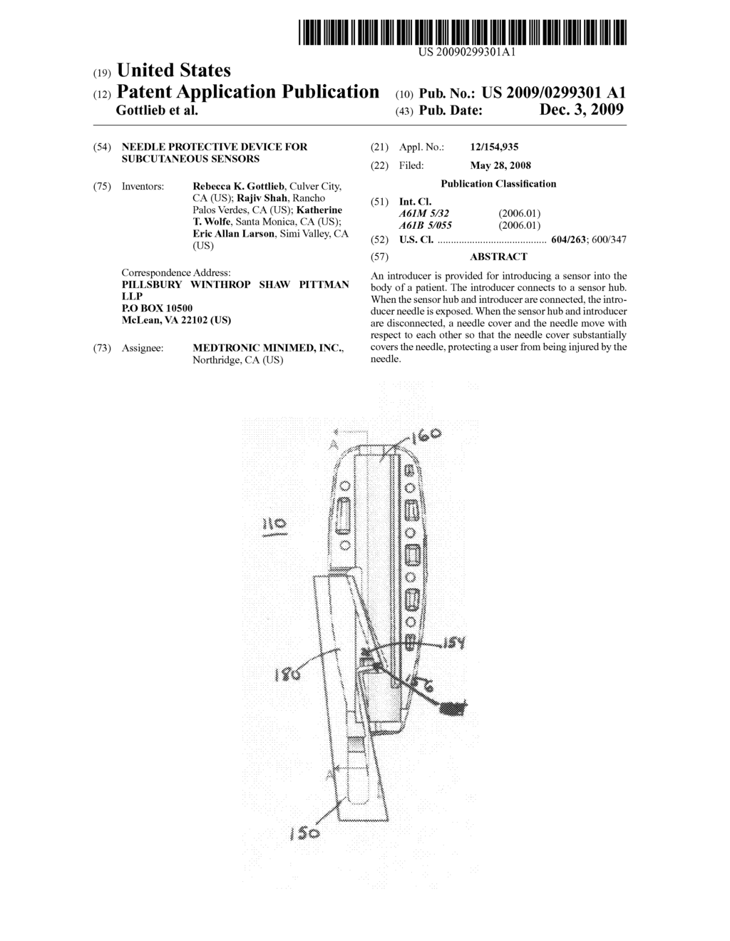 Needle protective device for subcutaneous sensors - diagram, schematic, and image 01