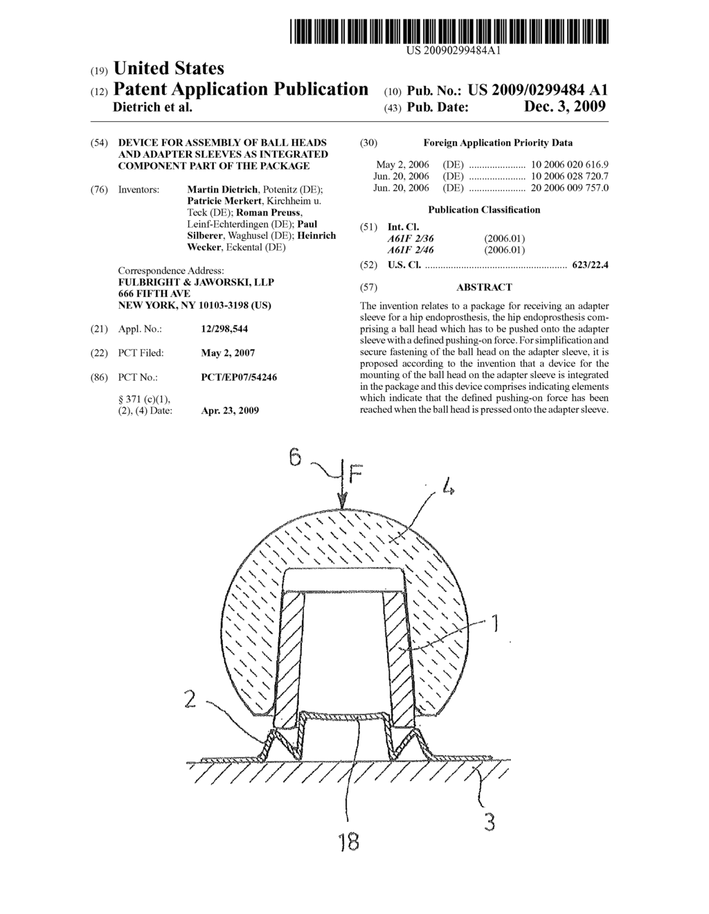 DEVICE FOR ASSEMBLY OF BALL HEADS AND ADAPTER SLEEVES AS INTEGRATED COMPONENT PART OF THE PACKAGE - diagram, schematic, and image 01