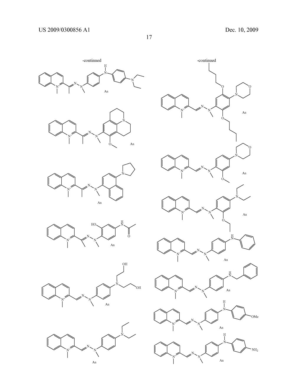 SPECIFIC MONOCATIONIC MONOCHROMOPHORIC COMPOUNDS OF HYDRAZONE TYPE COMPRISING A 2-, 4-PYRIDINIUM OR 2-, 4-QUINOLINIUM UNIT, SYNTHESIS THEREOF, DYE COMPOSITIONS CONTAINING THEM, AND METHOD FOR DYEING KERATIN FIBRES - diagram, schematic, and image 18