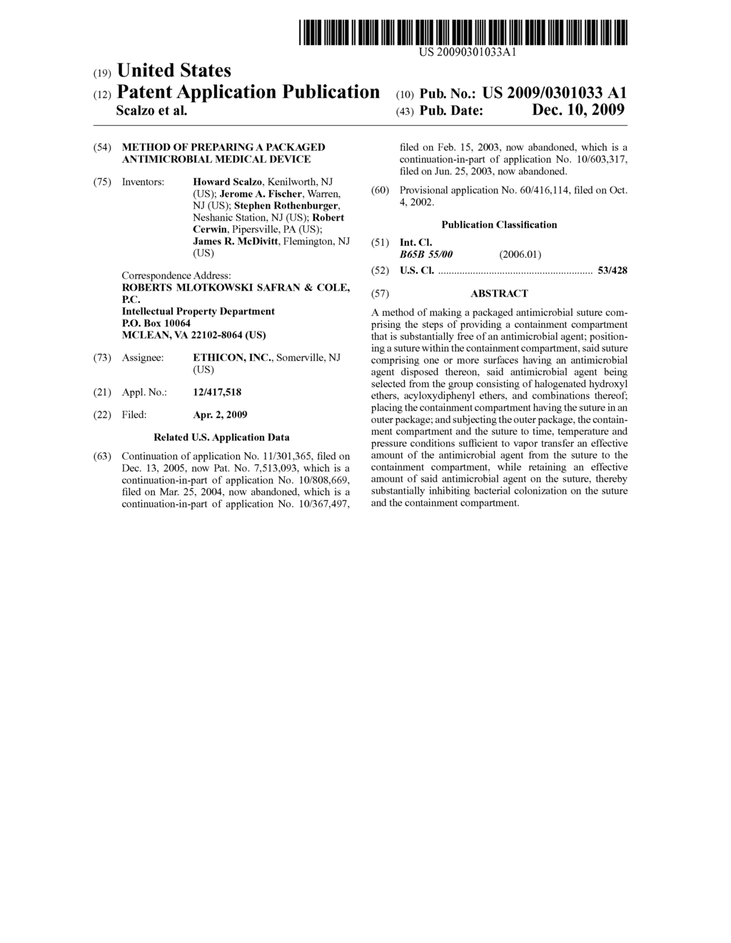 METHOD OF PREPARING A PACKAGED ANTIMICROBIAL MEDICAL DEVICE - diagram, schematic, and image 01