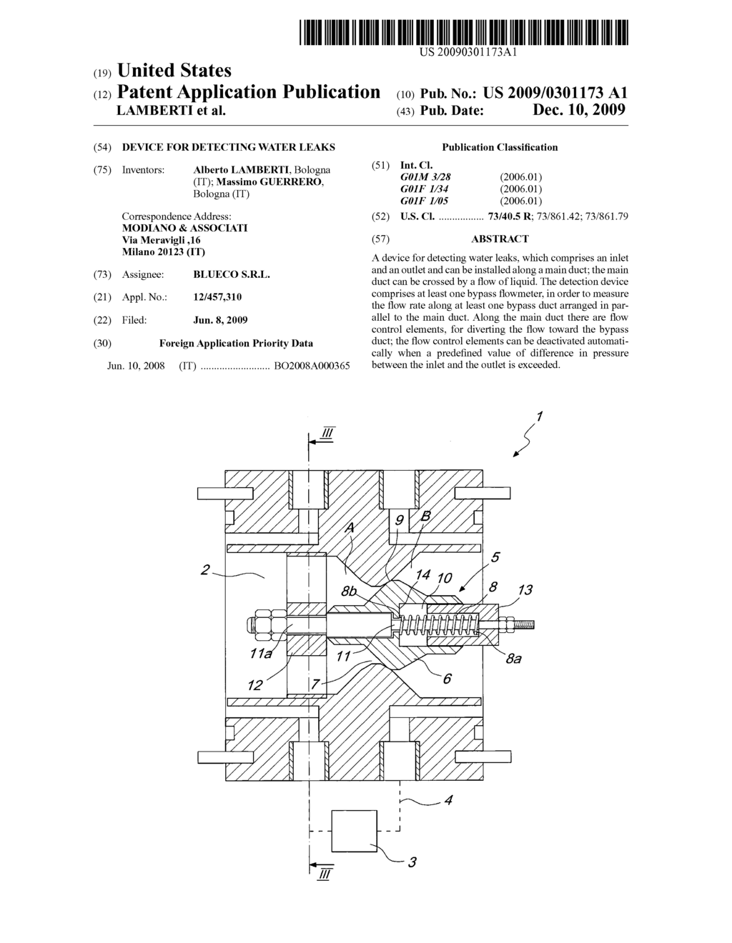 Device for detecting water leaks - diagram, schematic, and image 01