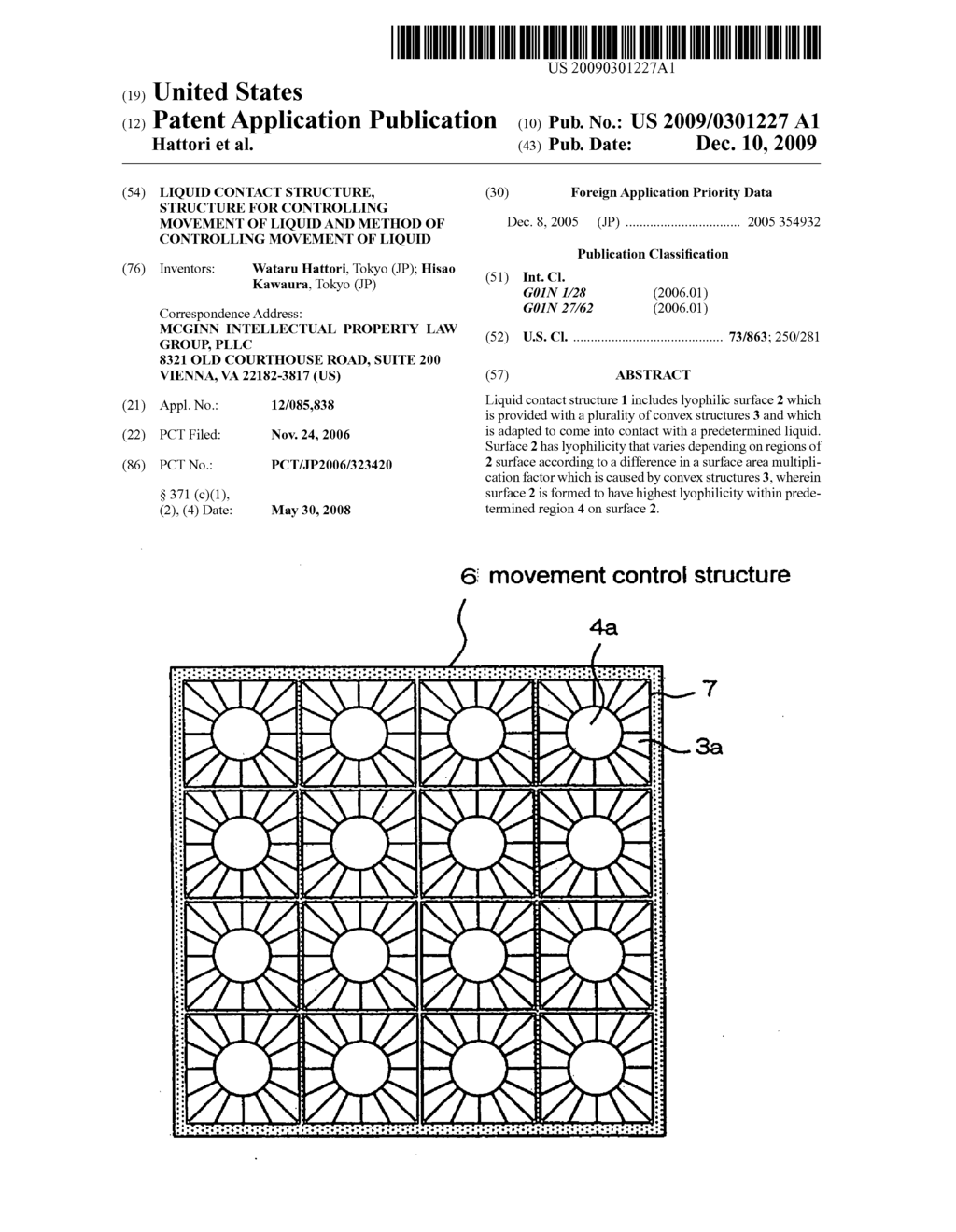 Liquid Contact Structure, Structure for Controlling Movement of Liquid and Method of Controlling Movement of Liquid - diagram, schematic, and image 01