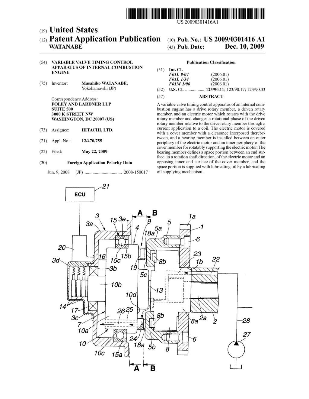 VARIABLE VALVE TIMING CONTROL APPARATUS OF INTERNAL COMBUSTION ENGINE - diagram, schematic, and image 01