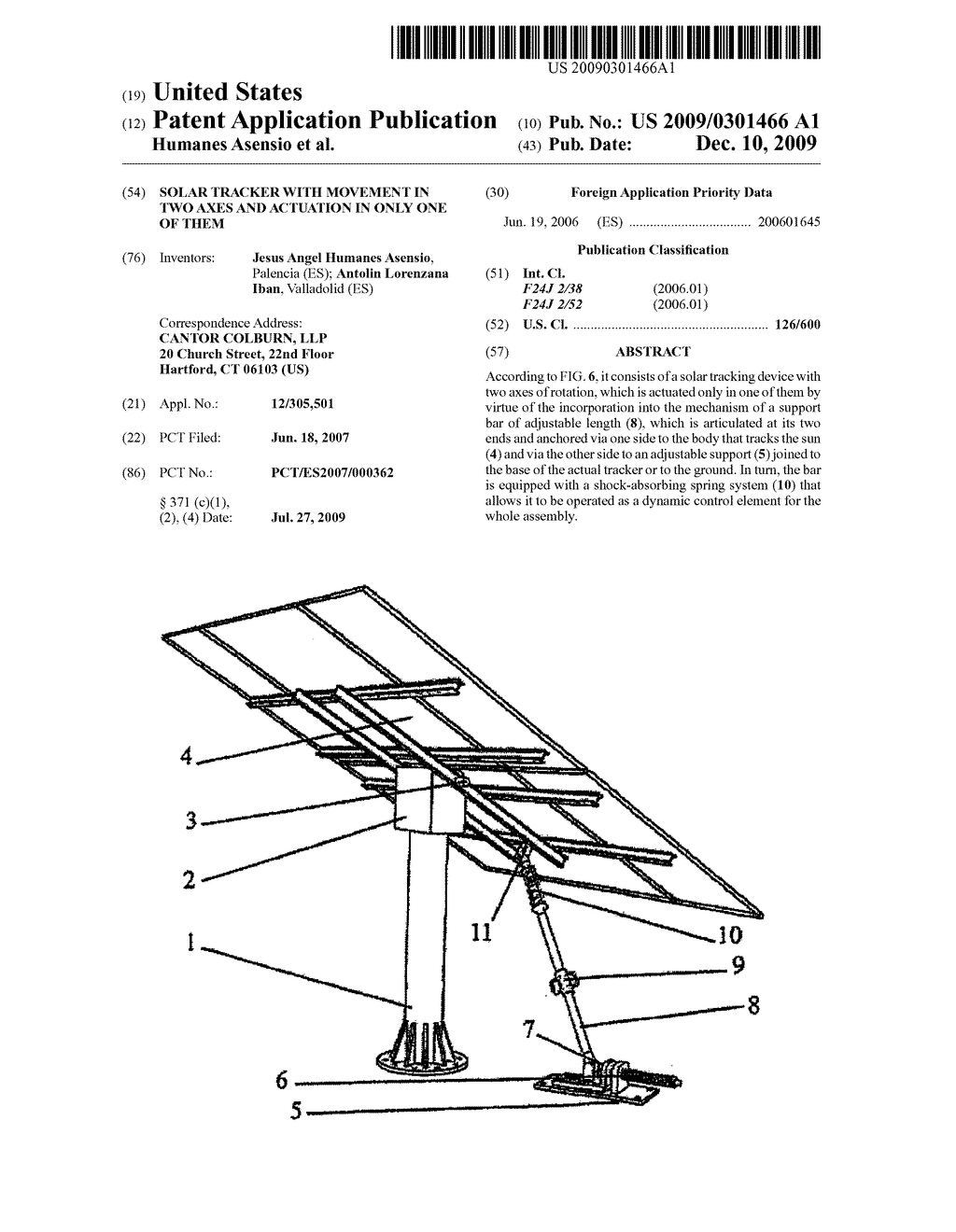 SOLAR TRACKER WITH MOVEMENT IN TWO AXES AND ACTUATION IN ONLY ONE OF THEM - diagram, schematic, and image 01