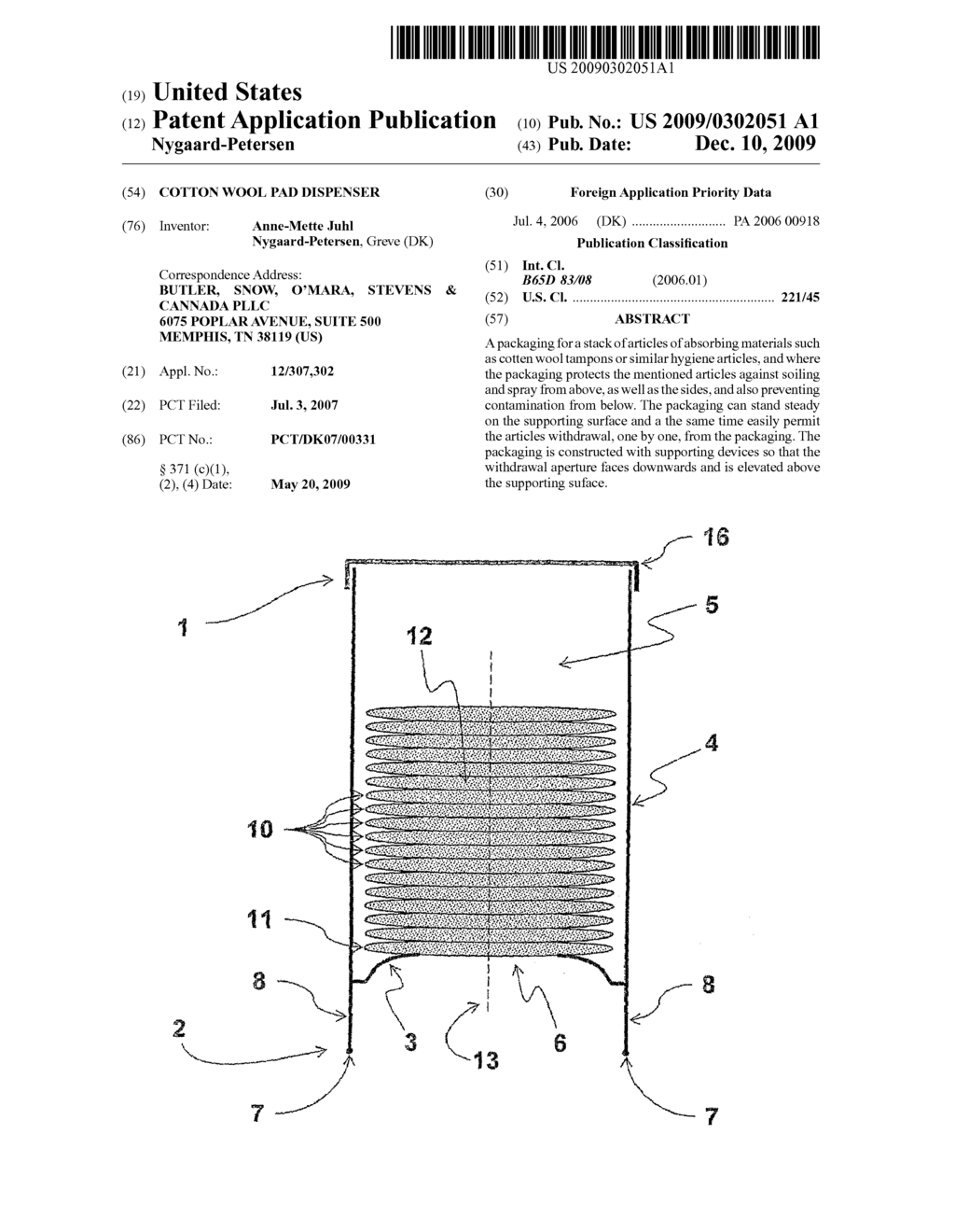 COTTON WOOL PAD DISPENSER - diagram, schematic, and image 01