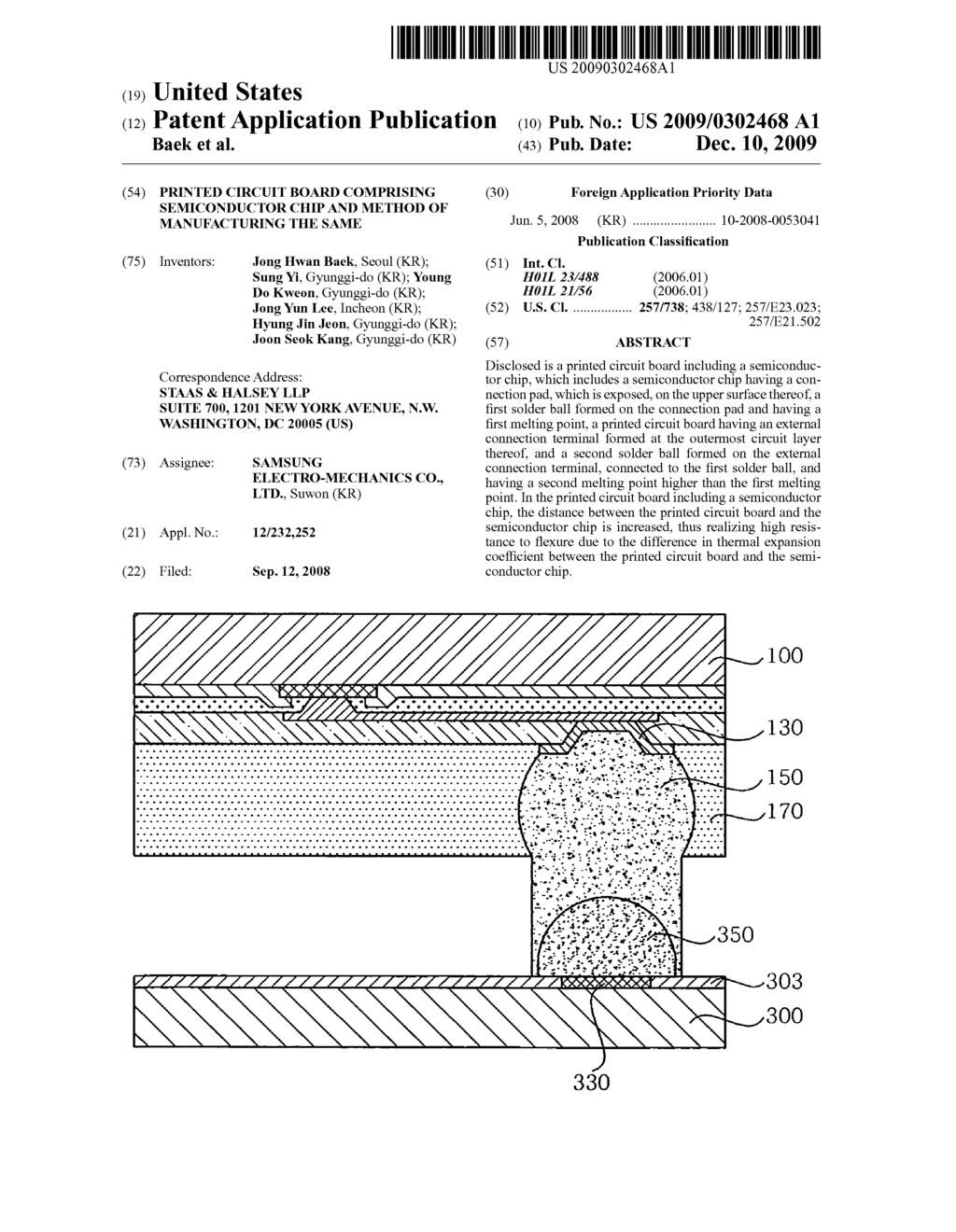 Printed circuit board comprising semiconductor chip and method of manufacturing the same - diagram, schematic, and image 01