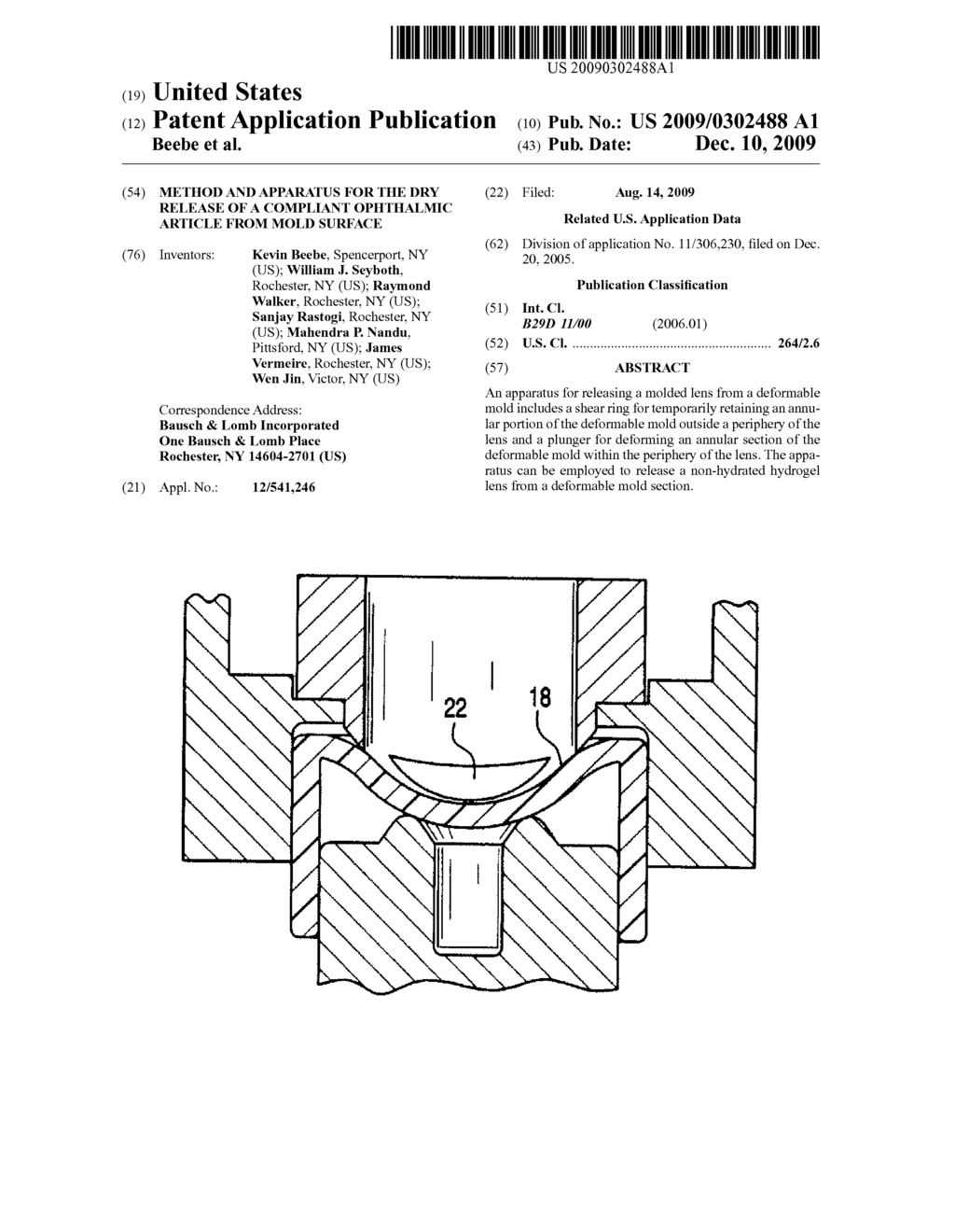 METHOD AND APPARATUS FOR THE DRY RELEASE OF A COMPLIANT OPHTHALMIC ARTICLE FROM MOLD SURFACE - diagram, schematic, and image 01