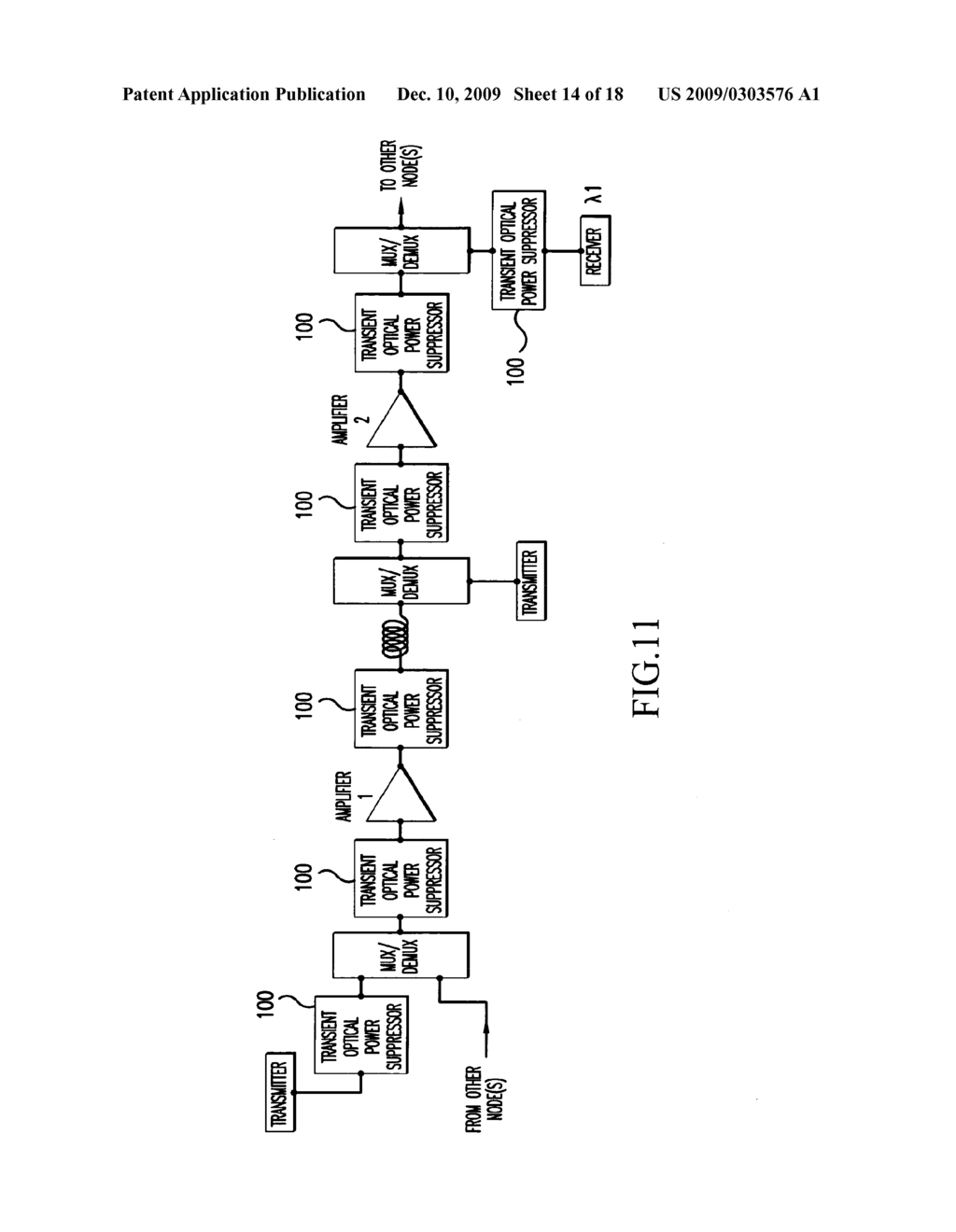 TRANSIENT OPTICAL POWER SUPPRESSING APPARATUS, METHOD, AND NETWORK - diagram, schematic, and image 15