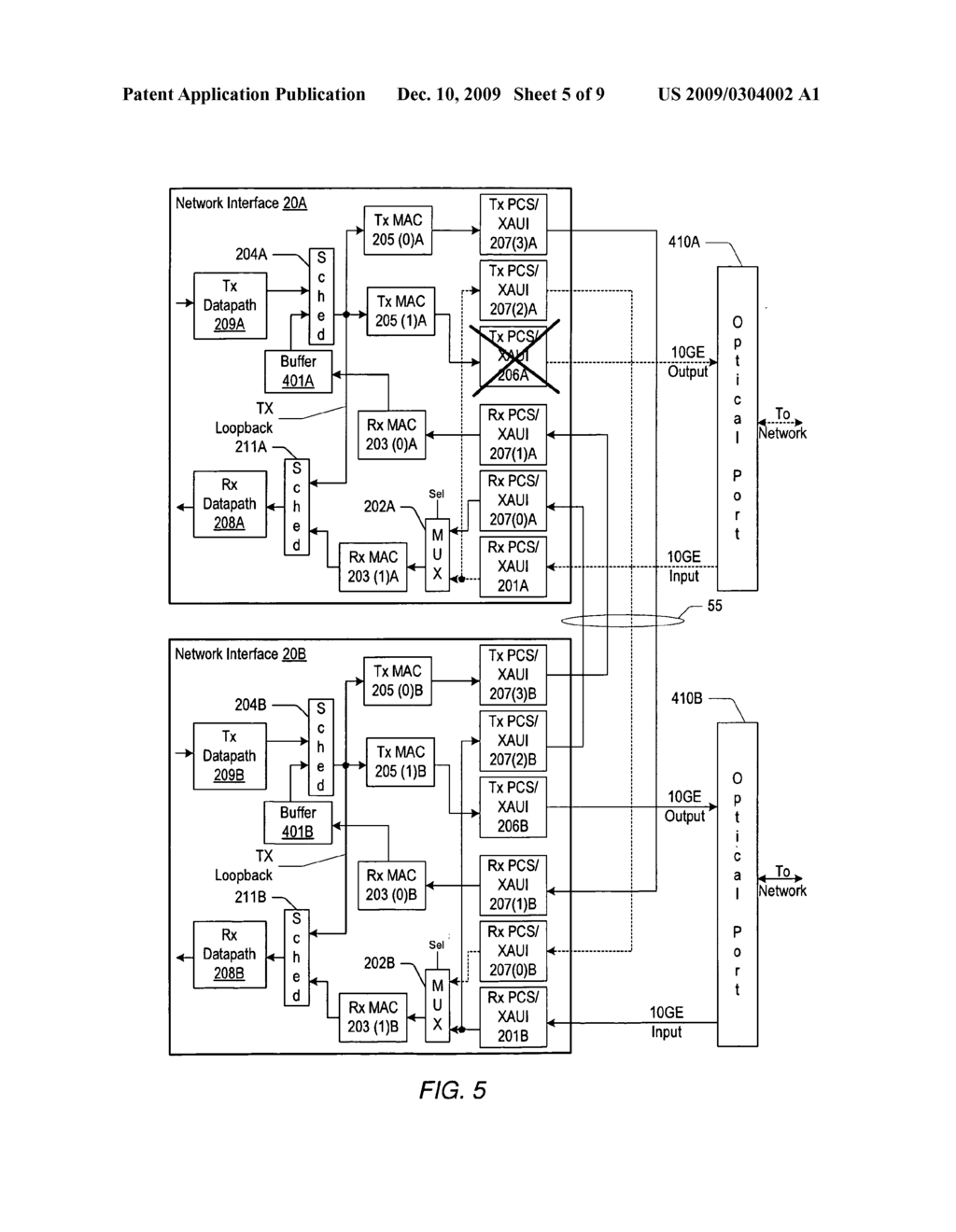 SYSTEM FOR SHARING A NETWORK PORT OF A NETWORK INTERFACE INCLUDING A LINK FOR CONNECTION TO ANOTHER SHARED NETWORK INTERFACE - diagram, schematic, and image 06