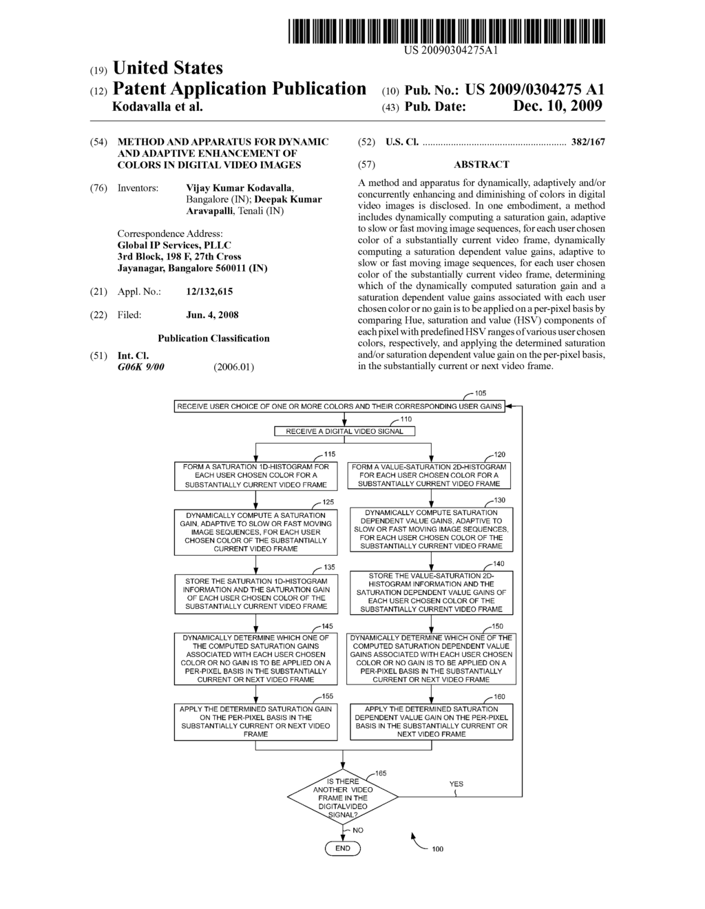 METHOD AND APPARATUS FOR DYNAMIC AND ADAPTIVE ENHANCEMENT OF COLORS IN DIGITAL VIDEO IMAGES - diagram, schematic, and image 01