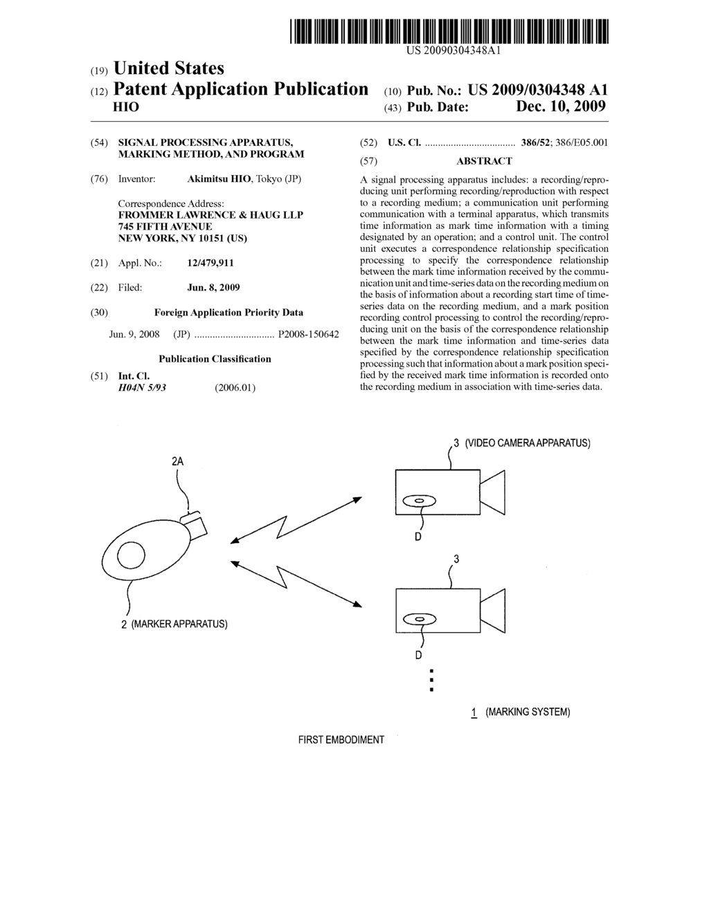 SIGNAL PROCESSING APPARATUS, MARKING METHOD, AND PROGRAM - diagram, schematic, and image 01