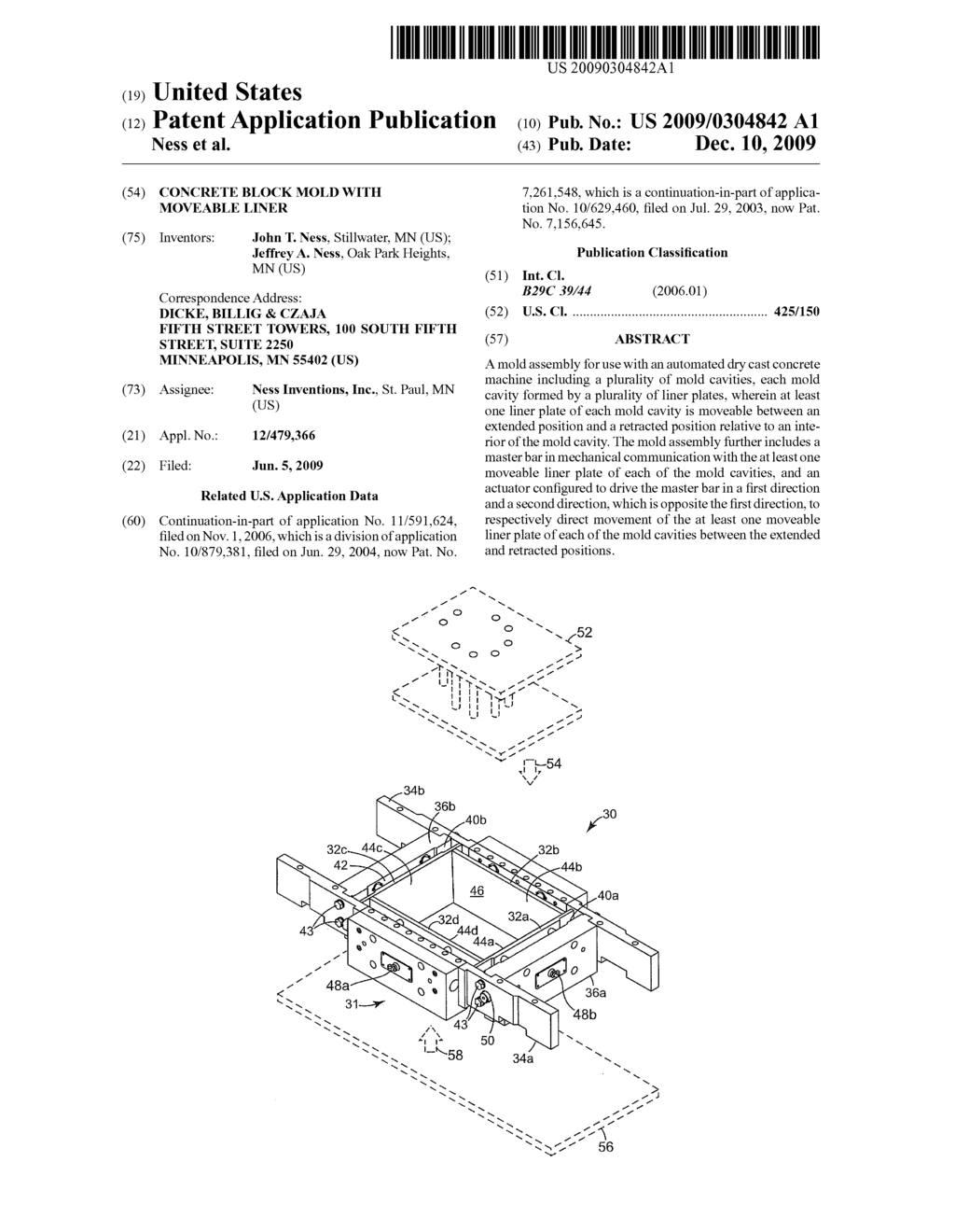 CONCRETE BLOCK MOLD WITH MOVEABLE LINER - diagram, schematic, and image 01