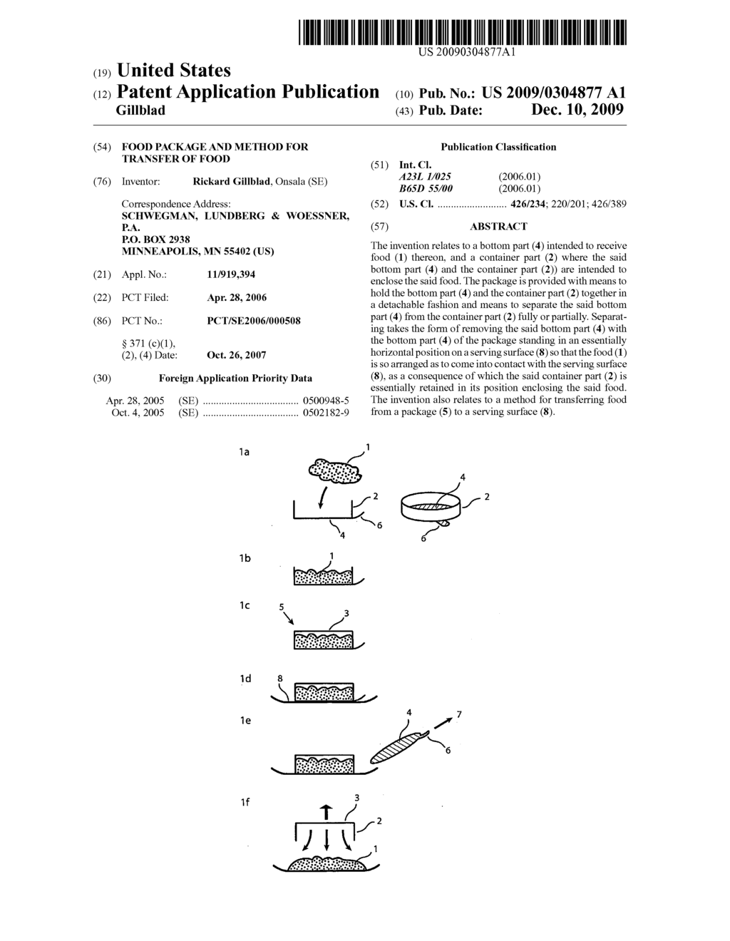 Food package and method for transfer of food - diagram, schematic, and image 01