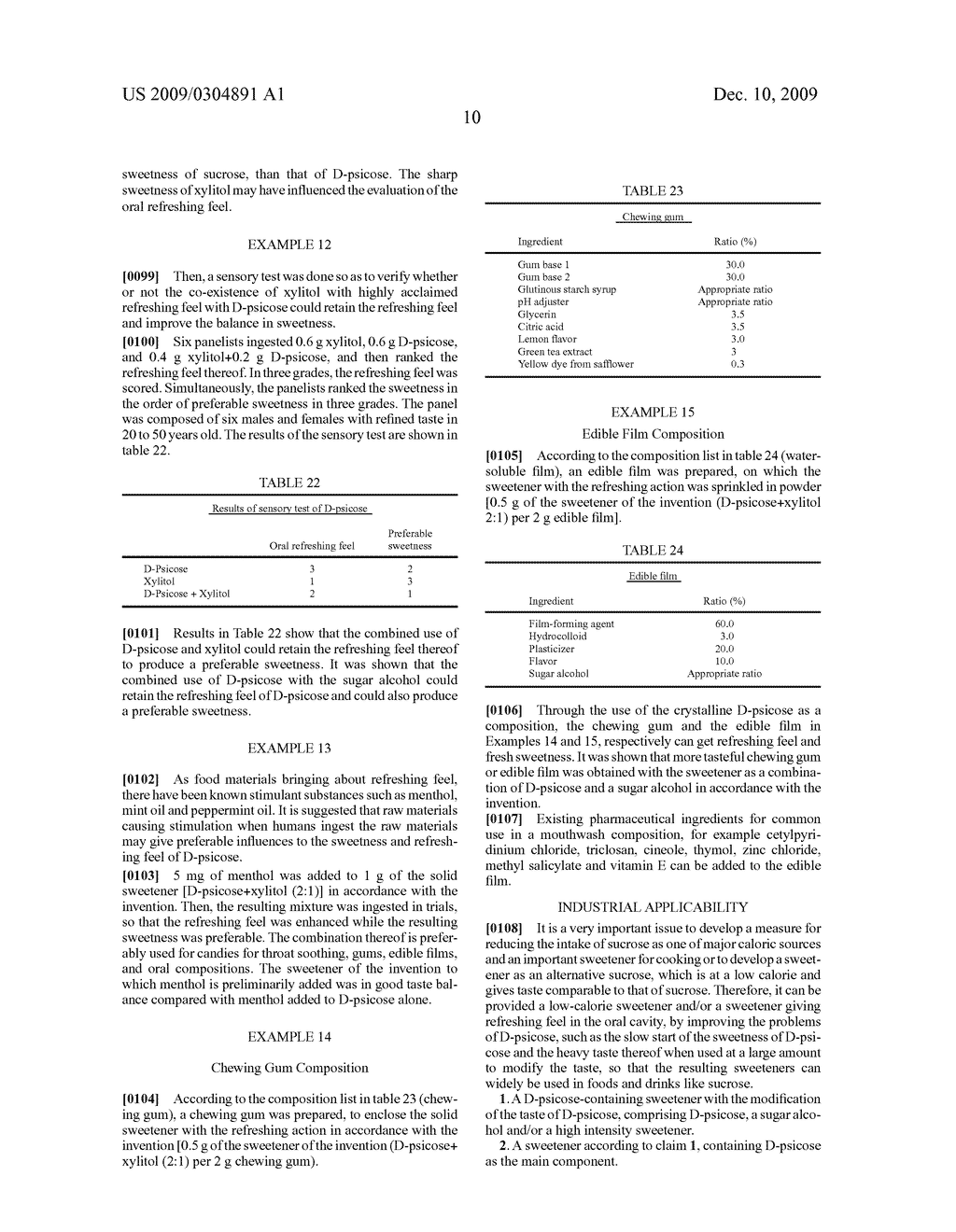 SWEETENER CONTAINING D-PSICOSE AND FOODS AND DRINKS OBTAINED BY USING THE SAME - diagram, schematic, and image 11