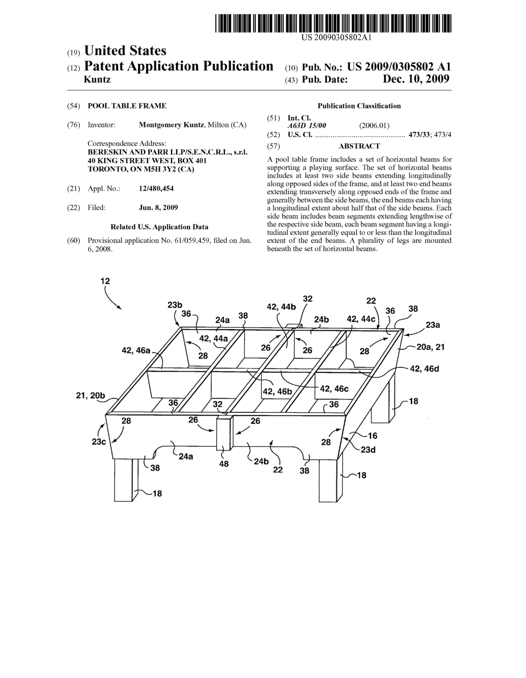 POOL TABLE FRAME - diagram, schematic, and image 01