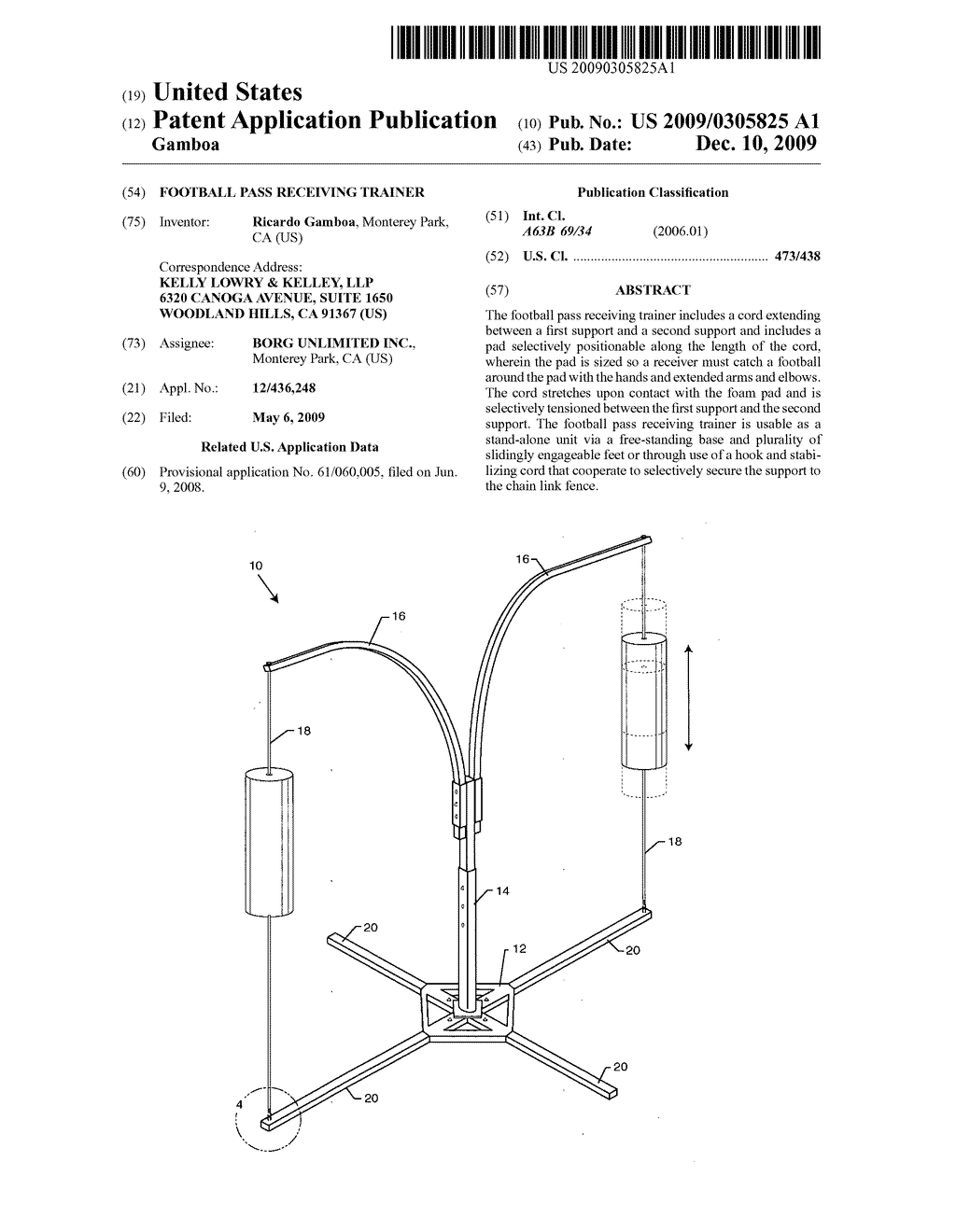 FOOTBALL PASS RECEIVING TRAINER - diagram, schematic, and image 01