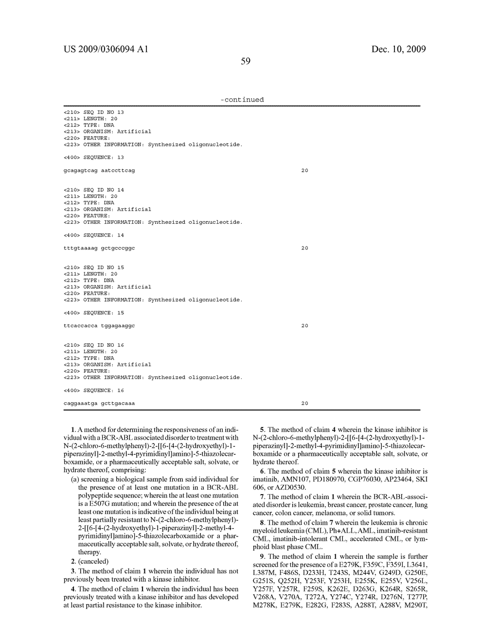 Methods Of Identifying And Treating Individuals Exhibiting Mutant Bcr/Abl Kinase Polypeptides - diagram, schematic, and image 64