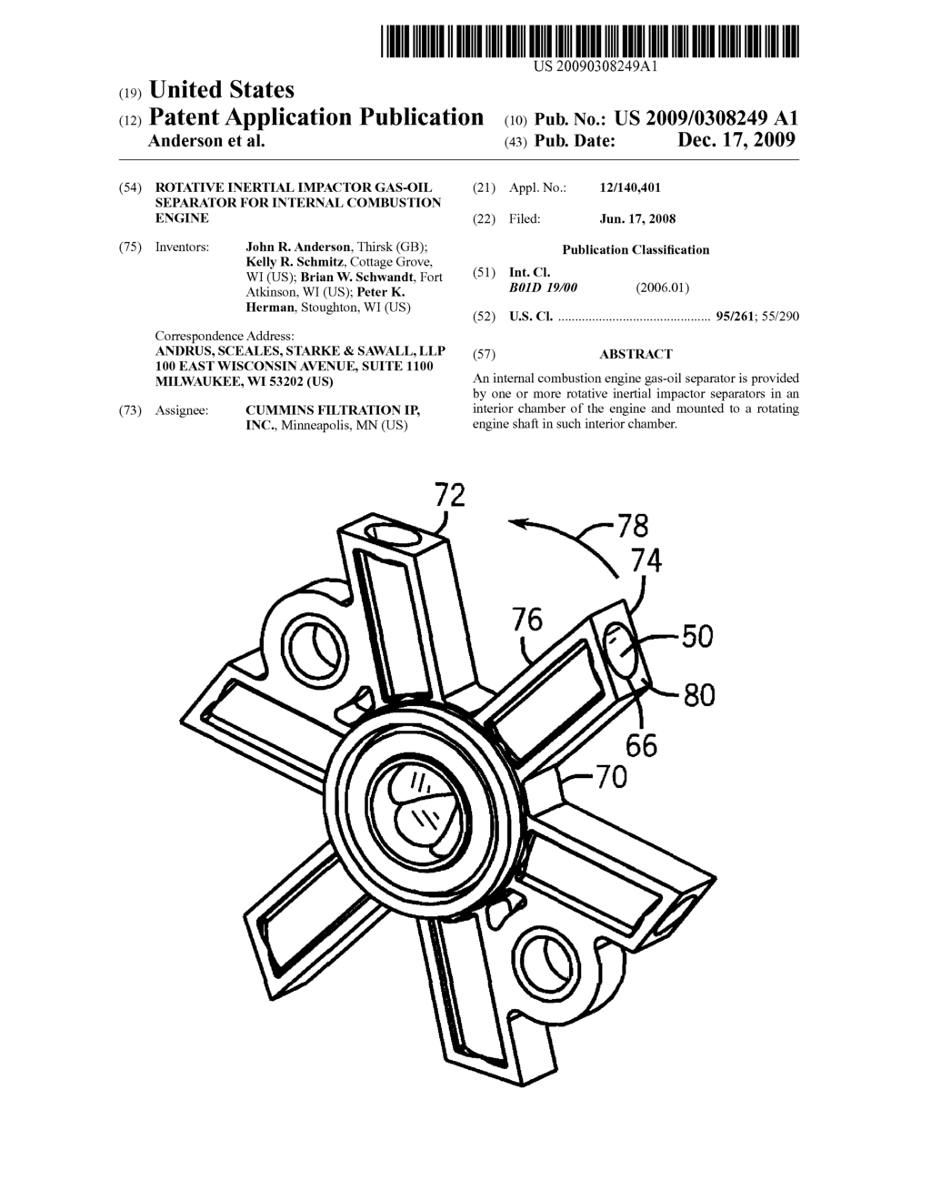 Rotative Inertial Impactor Gas-Oil Separator for Internal Combustion Engine - diagram, schematic, and image 01