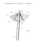 Self-ventilating, decorative patio umbrella diagram and image