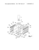 MEMBER FOR REMOVABLY CONNECTING AT LEAST ONE VERTICAL GUIDE AND SLIDE WALL ABOVE A CONVEYOR, THE VERTICAL GUIDE AND SLIDE WALL, AND GUIDE AND SLIDE MEANS FOR SAID WALL diagram and image