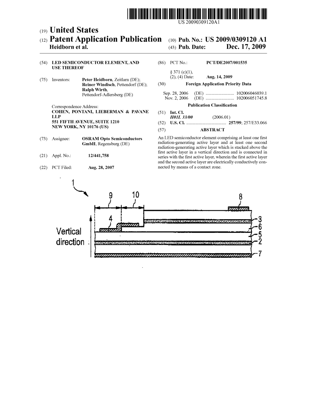 LED Semiconductor Element, and Use Thereof - diagram, schematic, and image 01