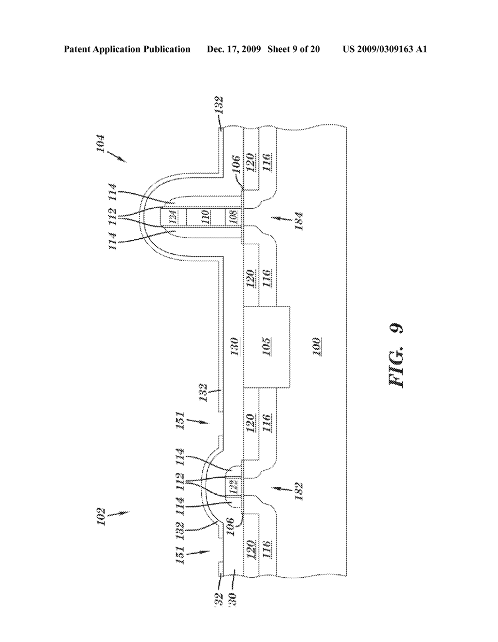 METHOD AND STRUCTURE FOR ENHANCING BOTH NMOSFET AND PMOSFET PERFORMANCE WITH A STRESSED FILM AND DISCONTINUITY EXTENDING TO UNDERLYING LAYER - diagram, schematic, and image 10