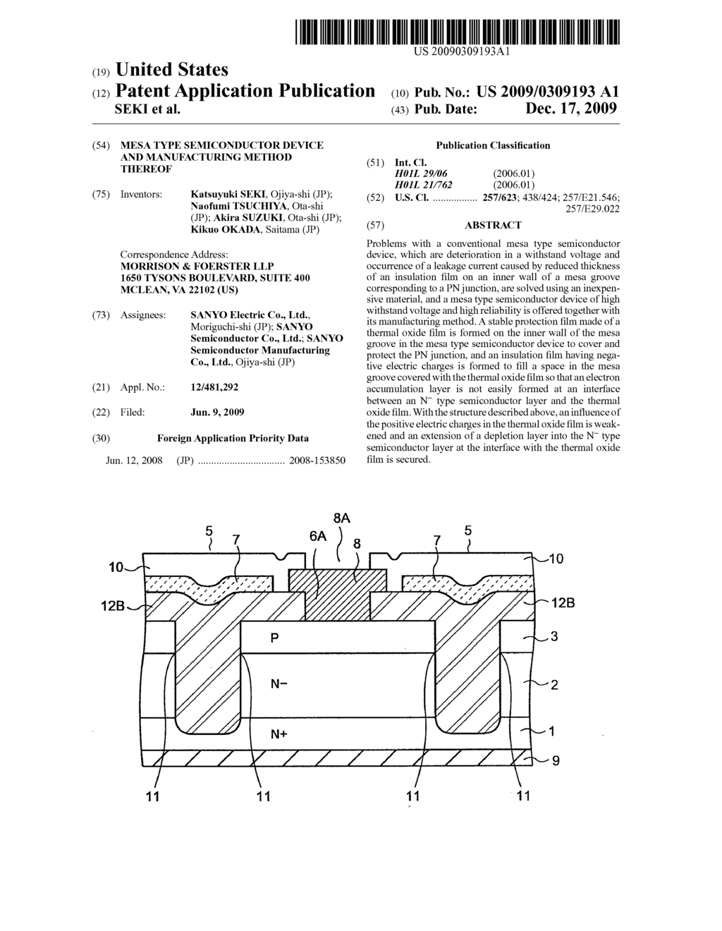 MESA TYPE SEMICONDUCTOR DEVICE AND MANUFACTURING METHOD THEREOF - diagram, schematic, and image 01