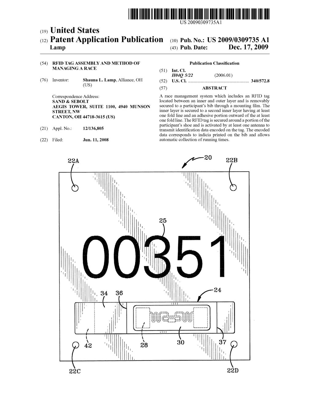 RFID TAG ASSEMBLY AND METHOD OF MANAGING A RACE - diagram, schematic, and image 01