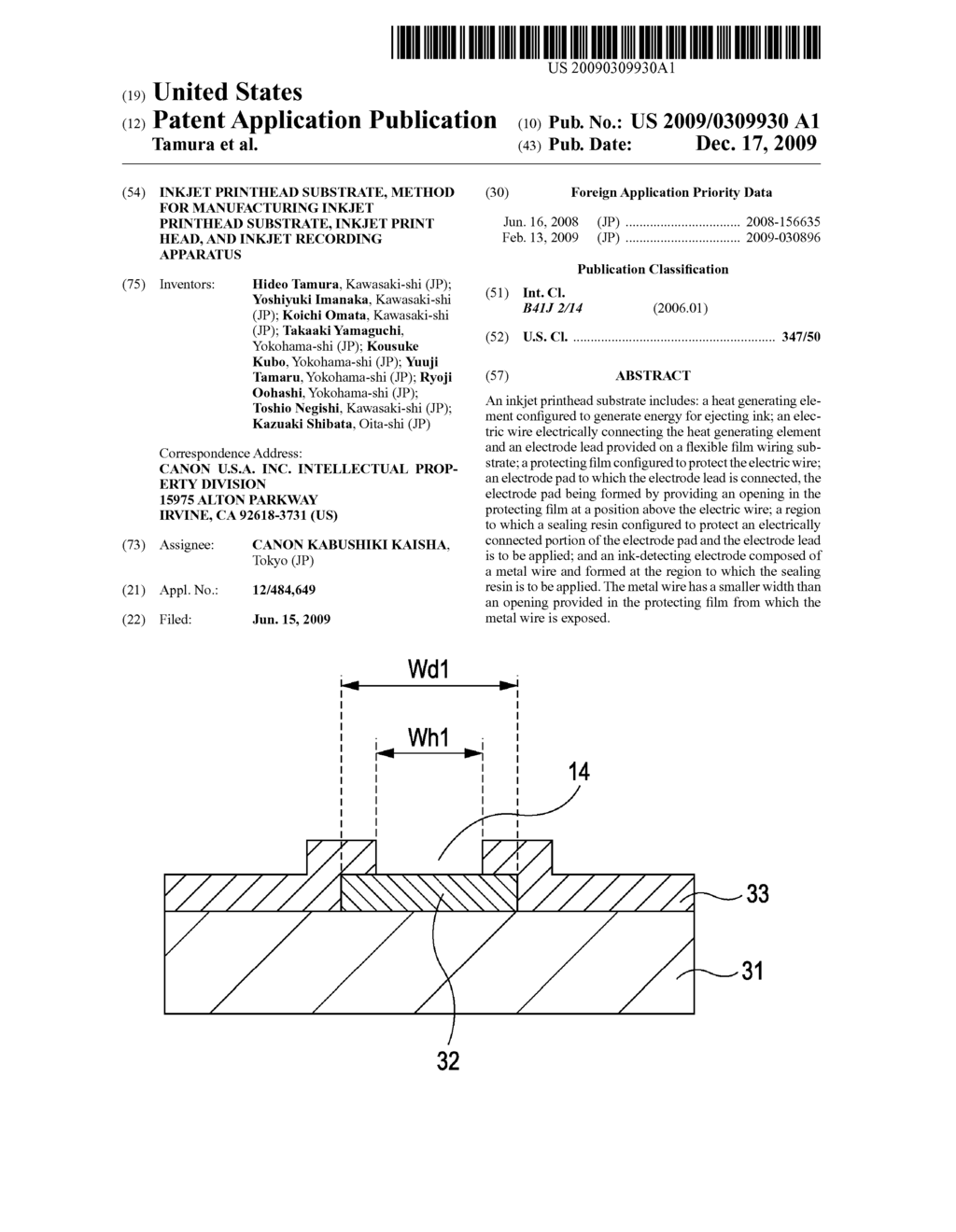 INKJET PRINTHEAD SUBSTRATE, METHOD FOR MANUFACTURING INKJET PRINTHEAD SUBSTRATE, INKJET PRINT HEAD, AND INKJET RECORDING APPARATUS - diagram, schematic, and image 01