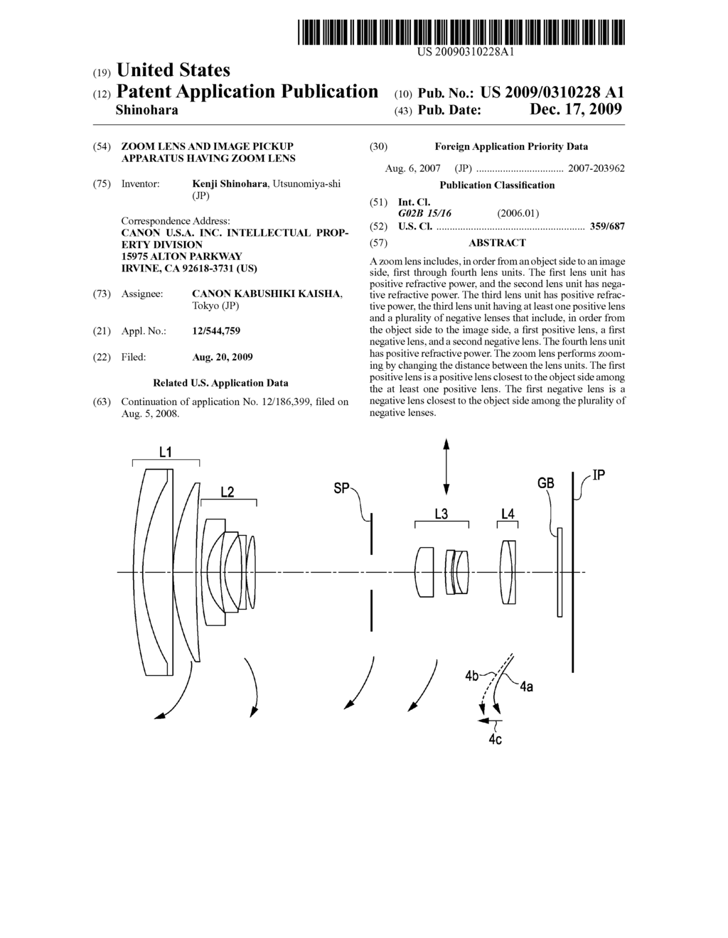 ZOOM LENS AND IMAGE PICKUP APPARATUS HAVING ZOOM LENS - diagram, schematic, and image 01