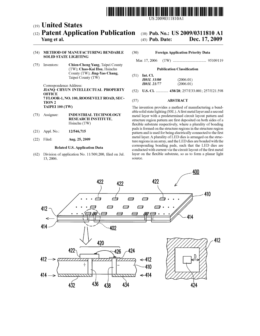 METHOD OF MANUFACTURING BENDABLE SOLID STATE LIGHTING - diagram, schematic, and image 01