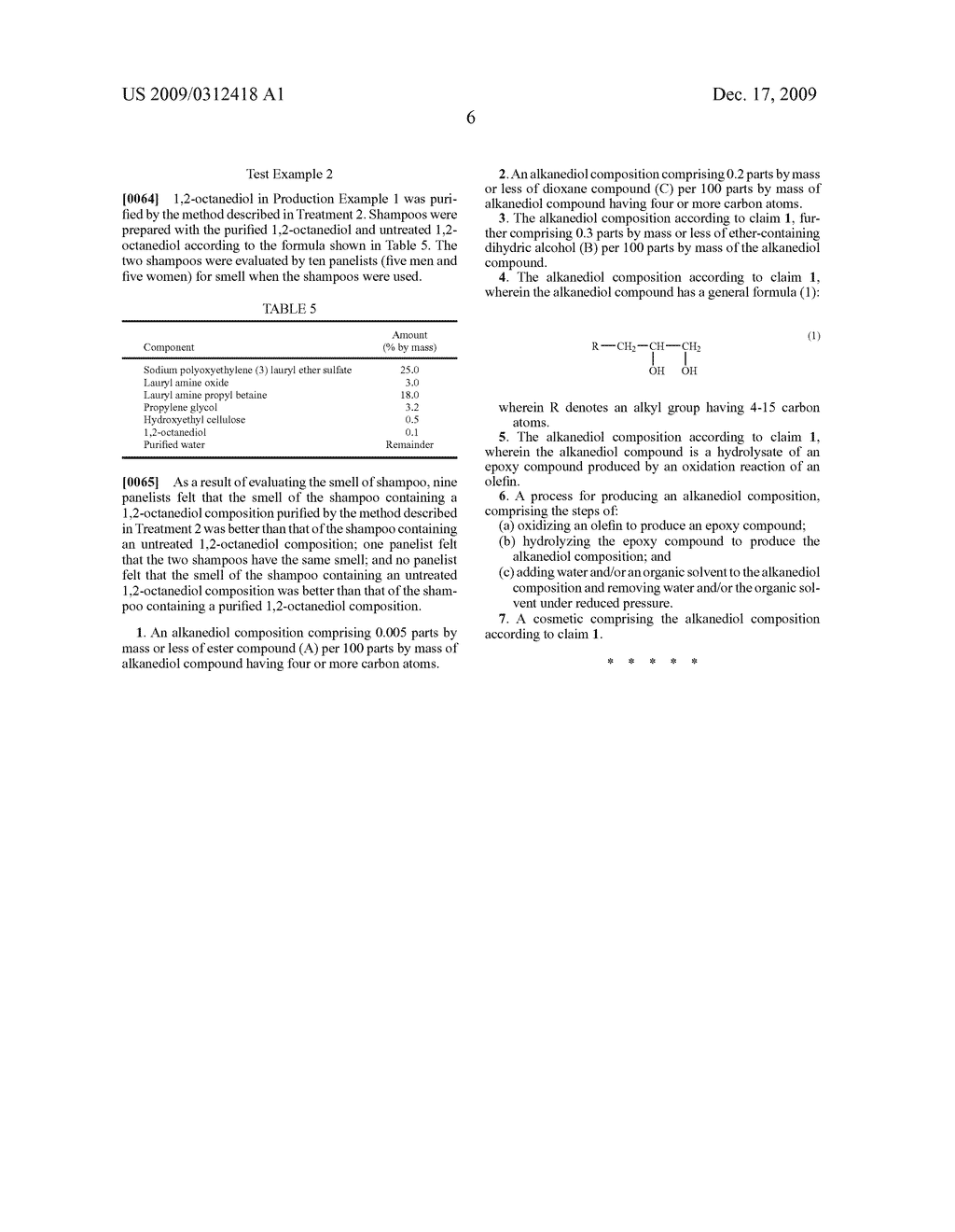 ALKANEDIOL COMPOSITION, PROCESS FOR PRODUCING THE SAME, AND COSMETIC - diagram, schematic, and image 07