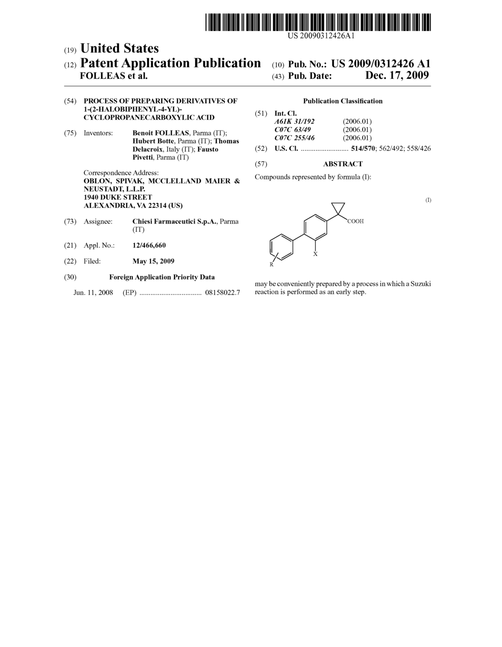 PROCESS OF PREPARING DERIVATIVES OF 1-(2-HALOBIPHENYL-4-YL)-CYCLOPROPANECARBOXYLIC ACID - diagram, schematic, and image 01