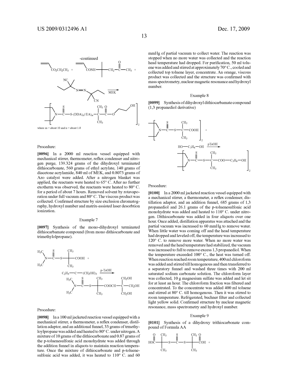Hydroxyl-Terminated Thiocarbonate Containing Compounds, Polymers, and Copolymers, and Polyurethanes and Urethane Acrylics Made Therefrom - diagram, schematic, and image 14