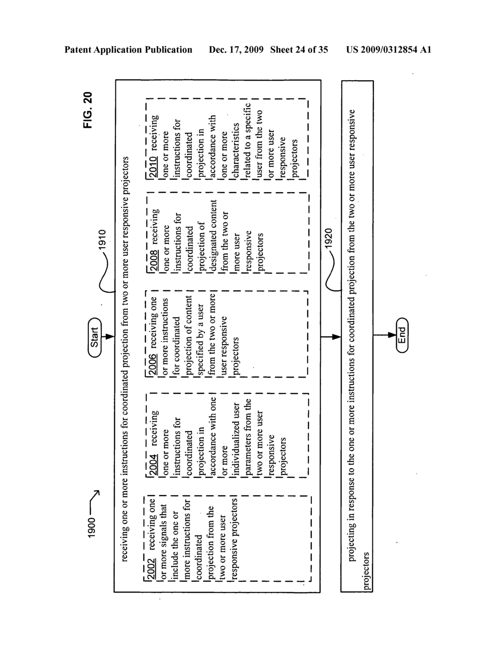 Methods and systems for transmitting information associated with the coordinated use of two or more user responsive projectors - diagram, schematic, and image 25