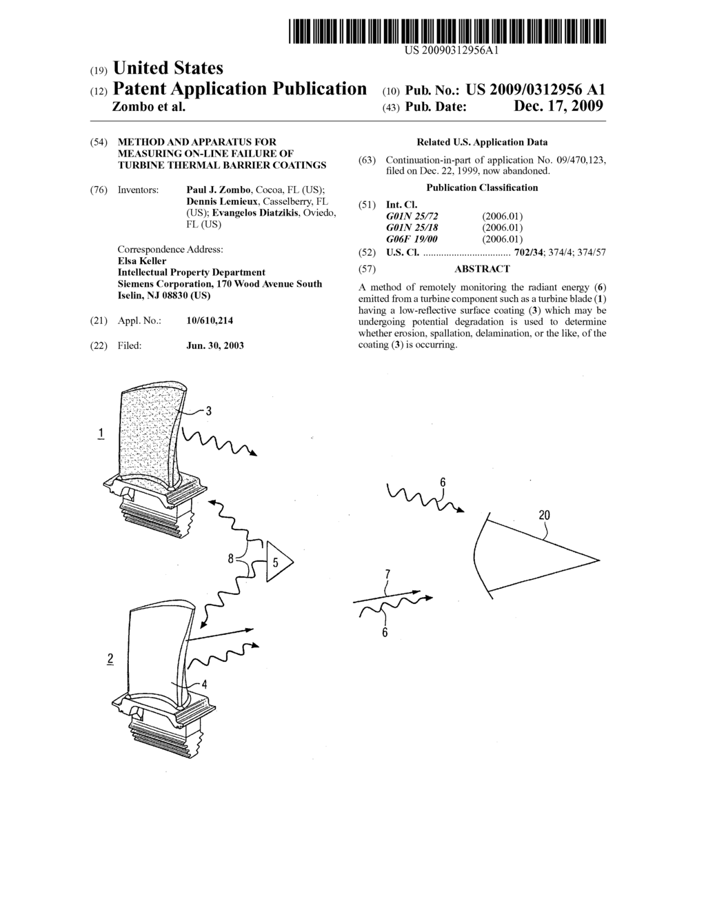 METHOD AND APPARATUS FOR MEASURING ON-LINE FAILURE OF TURBINE THERMAL BARRIER COATINGS - diagram, schematic, and image 01