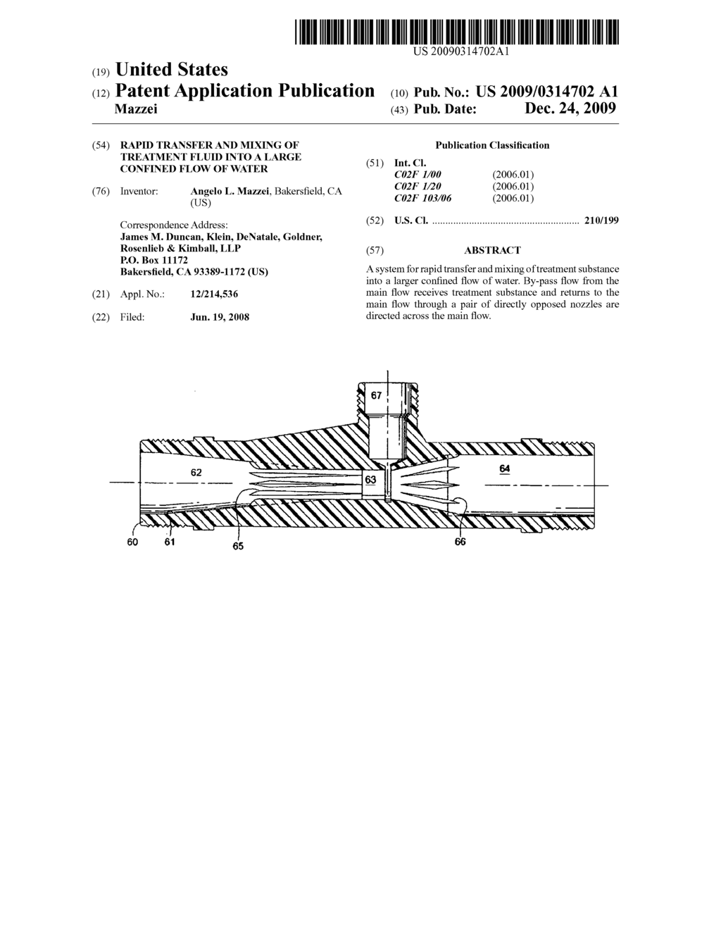 Rapid transfer and mixing of treatment fluid into a large confined flow of water - diagram, schematic, and image 01