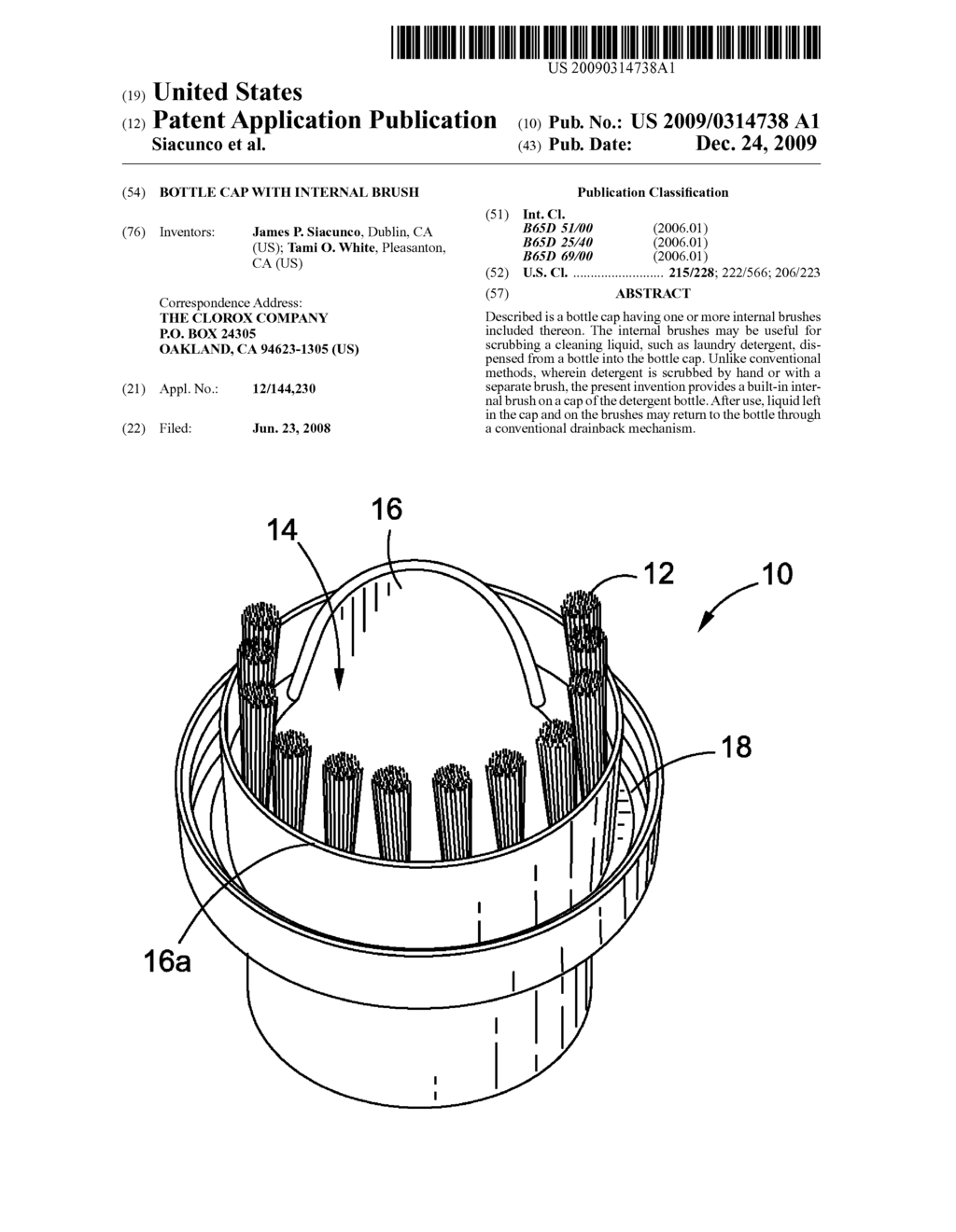 Bottle cap with internal brush - diagram, schematic, and image 01