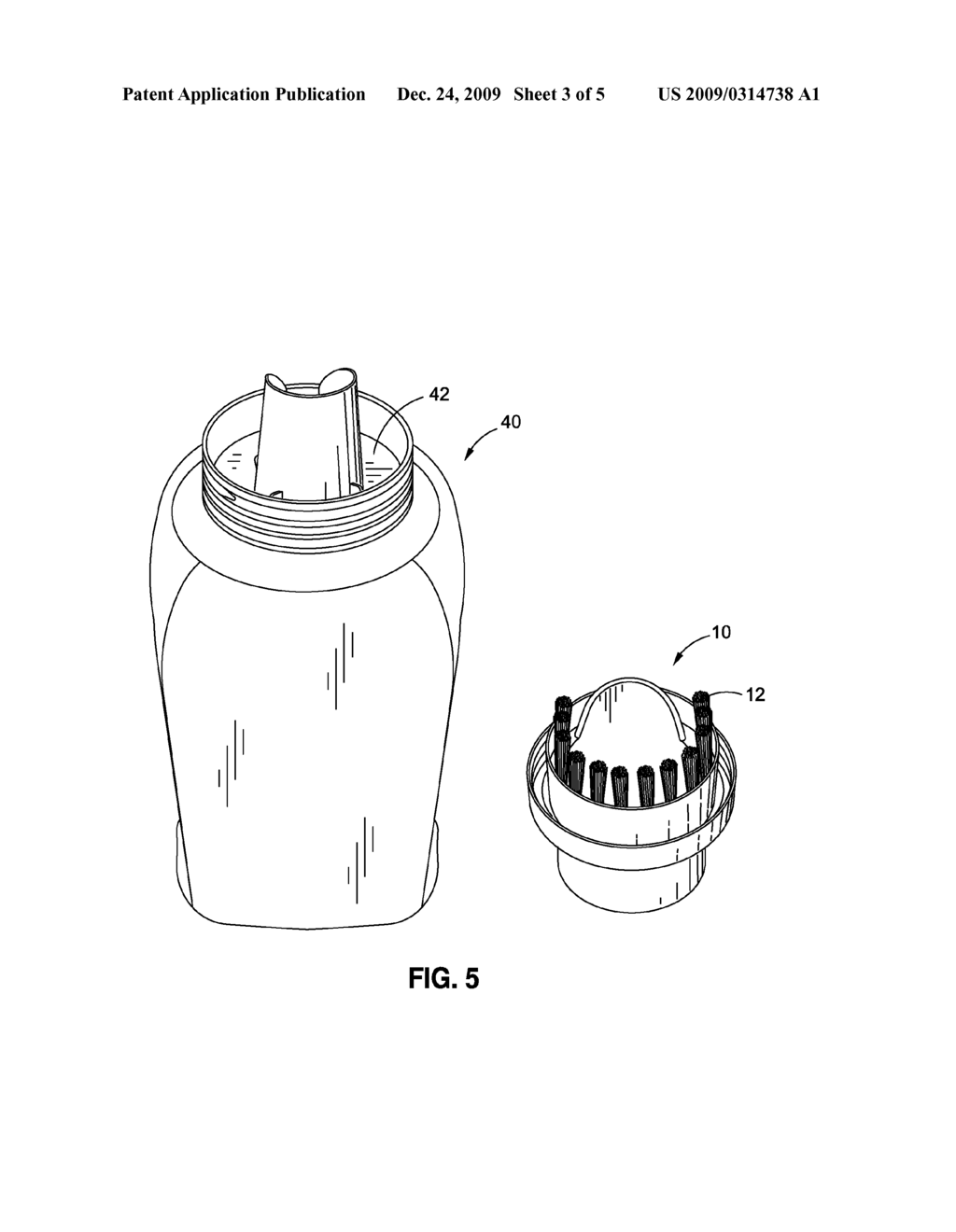 Bottle cap with internal brush - diagram, schematic, and image 04