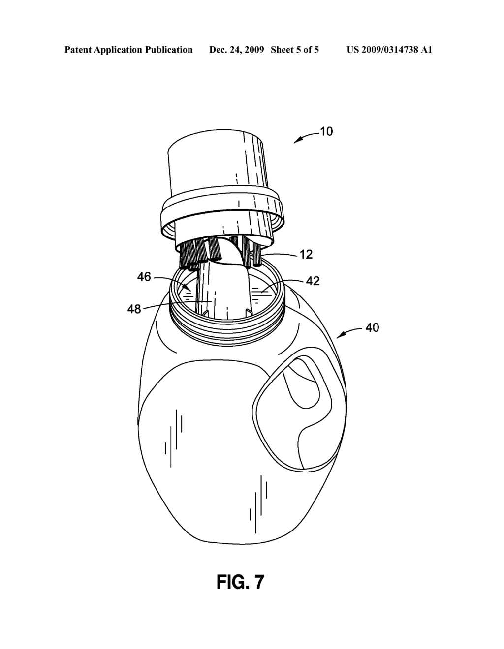 Bottle cap with internal brush - diagram, schematic, and image 06