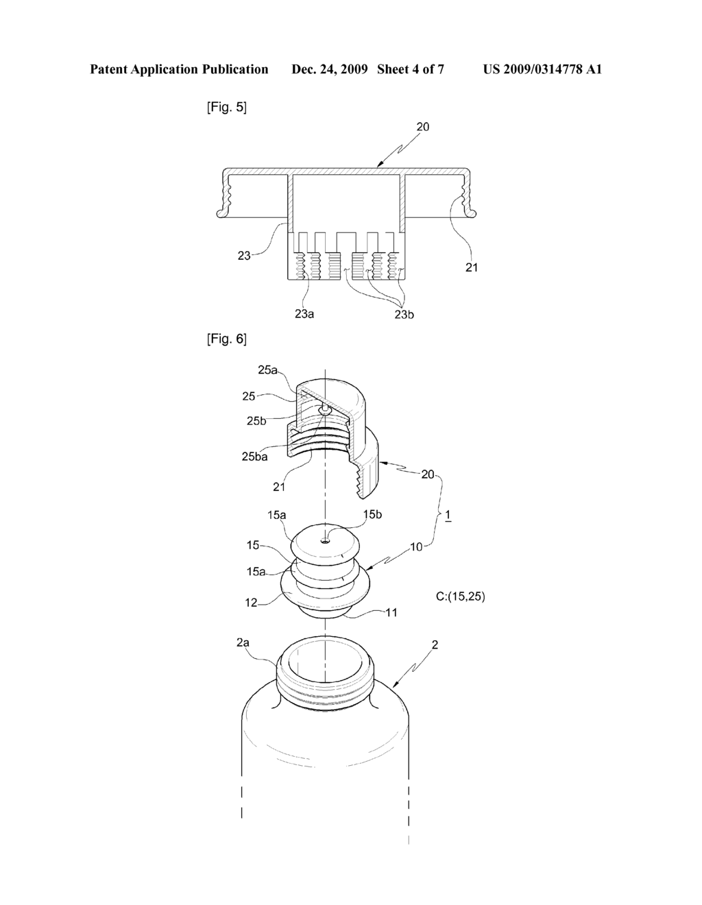 CLOSURE ASSEMBLY FOR CONTAINER INCLUDING INTERNAL AND EXTERNAL CAPS WHICH ARE HANDLED AS ONE CLUSTER - diagram, schematic, and image 05