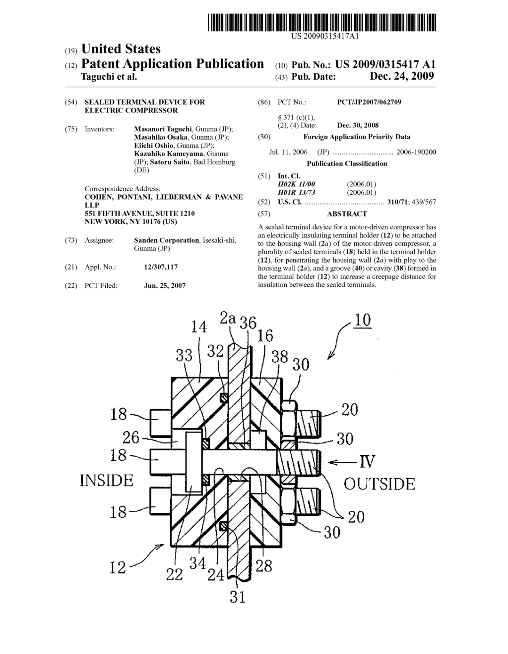 Sealed Terminal Device for Electric Compressor - diagram, schematic, and image 01