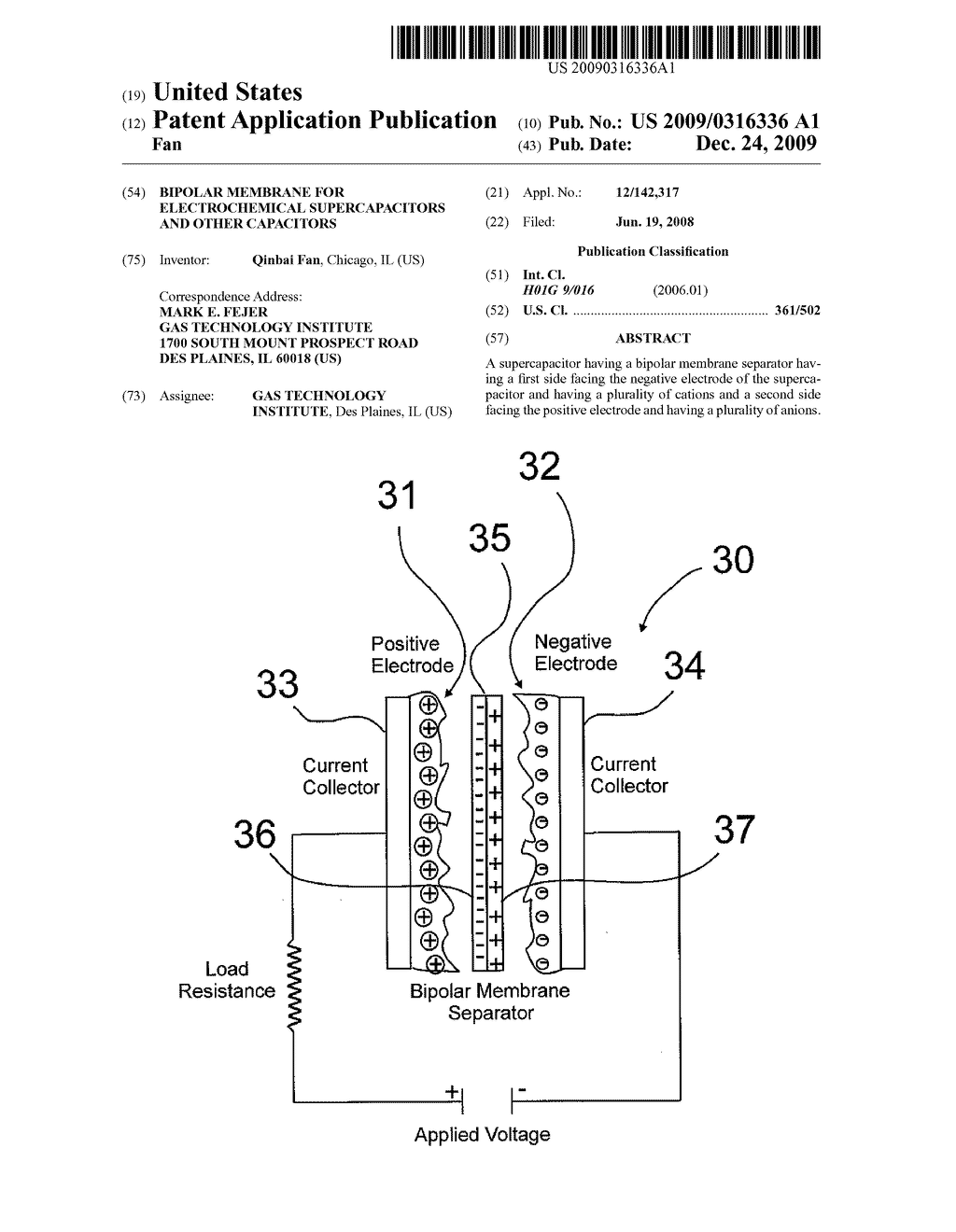 BIPOLAR MEMBRANE FOR ELECTROCHEMICAL SUPERCAPACITORS AND OTHER CAPACITORS - diagram, schematic, and image 01